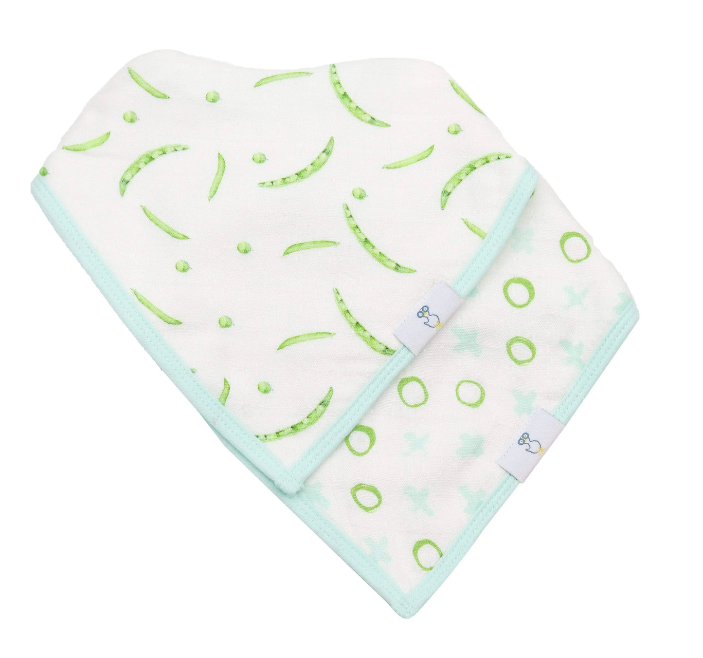 Basil Bear Gift Set with Plush Toy Gray Knit Blanket Mint Wooden Silicone Teether and Peas XO Bib 2 Pack Goosewaddle® | Newborn Baby Blankets Toys Teethers Bibs & More