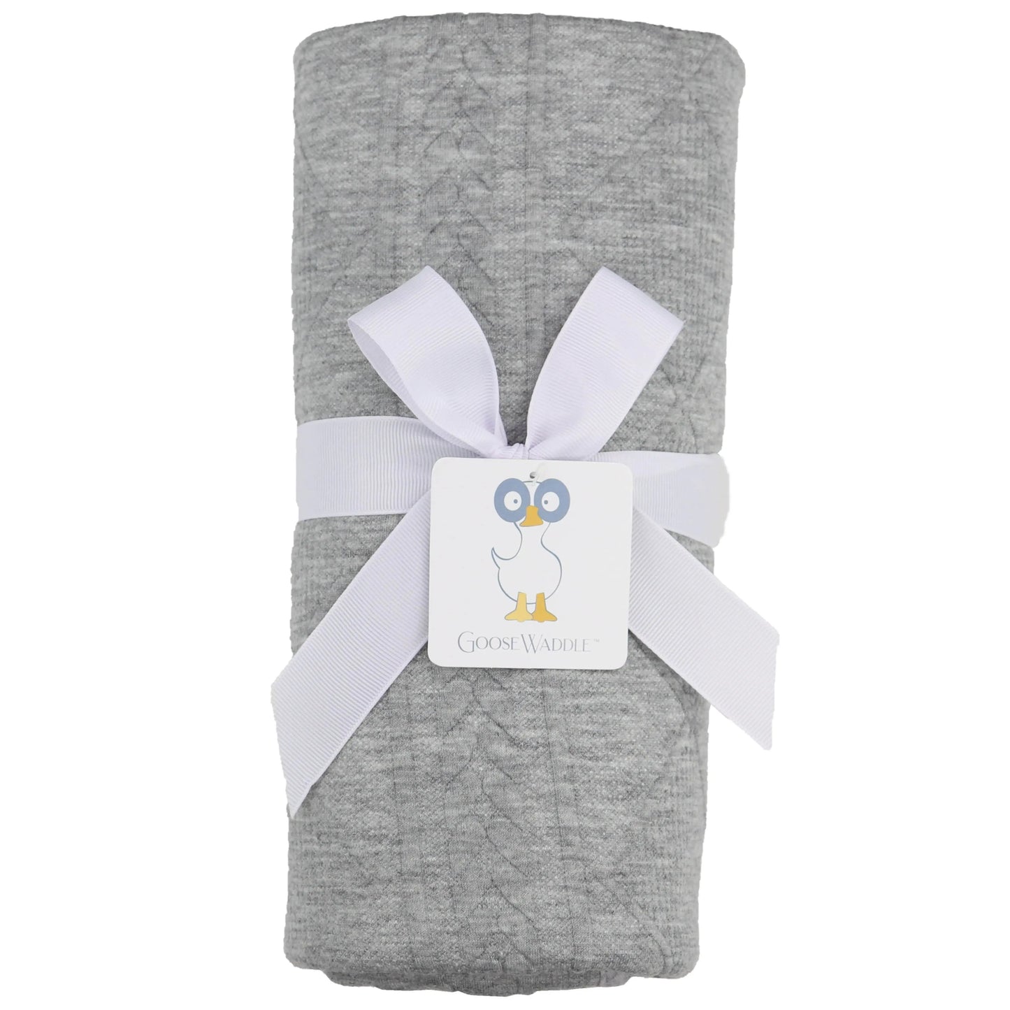Basil Bear Gift Set with Plush Toy Gray Knit Blanket Mint Wooden Silicone Teether and Peas XO Bib 2 Pack Goosewaddle® | Newborn Baby Blankets Toys Teethers Bibs & More