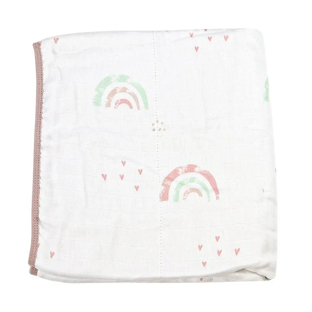 Rainbow And Mauve Oversized Bamboo Muslin Quilted Blanket Goosewaddle® | Newborn Baby Blankets Toys Teethers Bibs & More