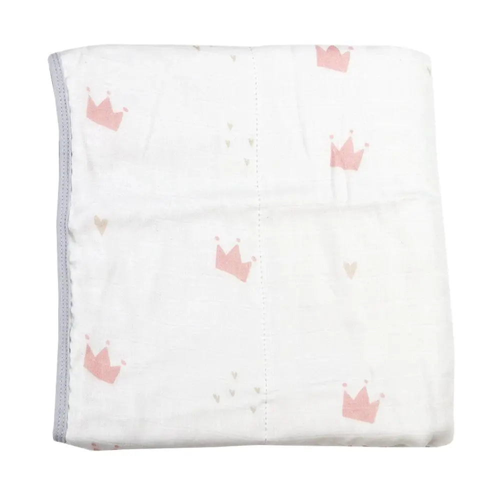 Pink Crown and Gray Oversized Bamboo Muslin Quilted Blanket Goosewaddle® | Newborn Baby Blankets Toys Teethers Bibs & More