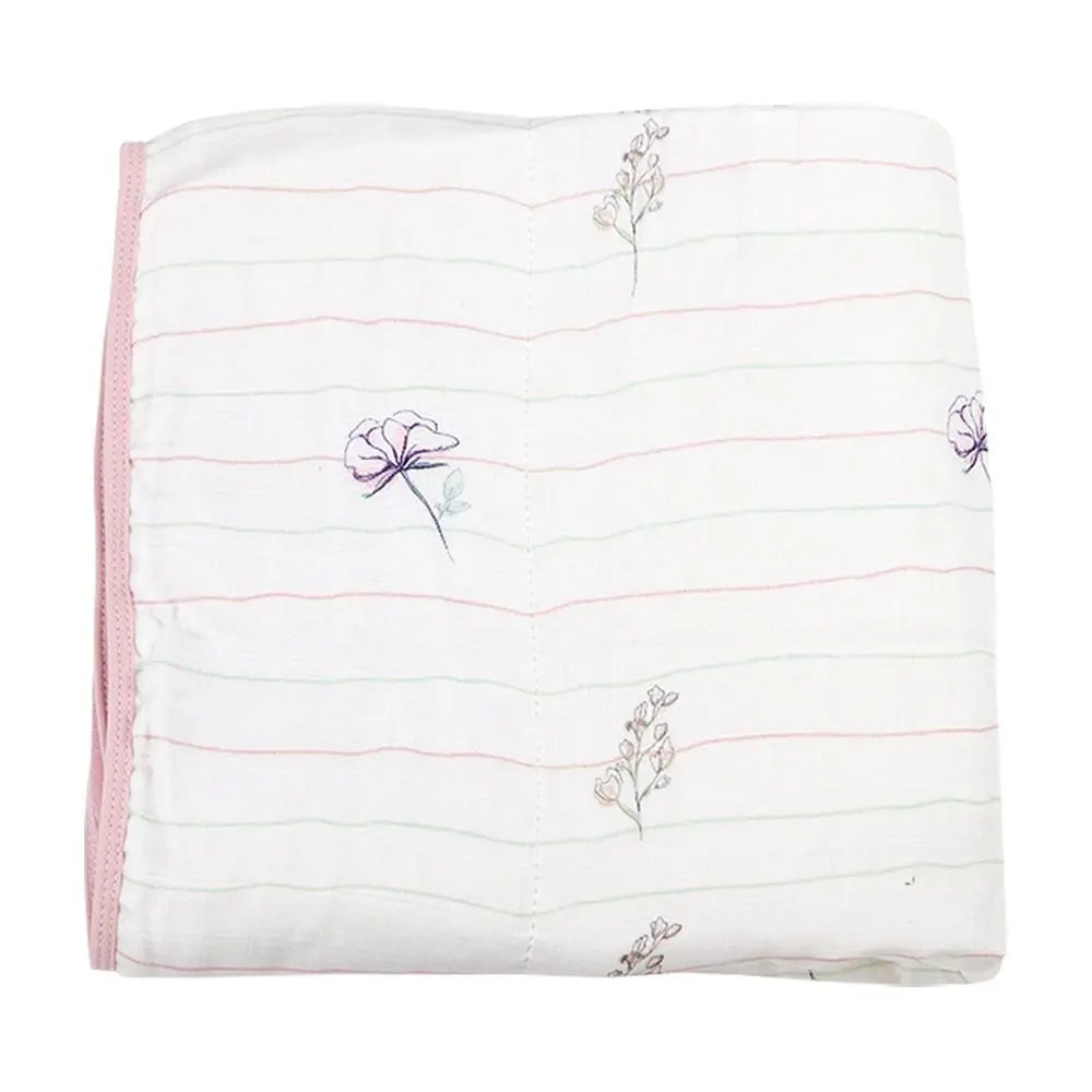 Flower And Pink Oversized Bamboo Muslin Quilted Blanket Goosewaddle® | Newborn Baby Blankets Toys Teethers Bibs & More