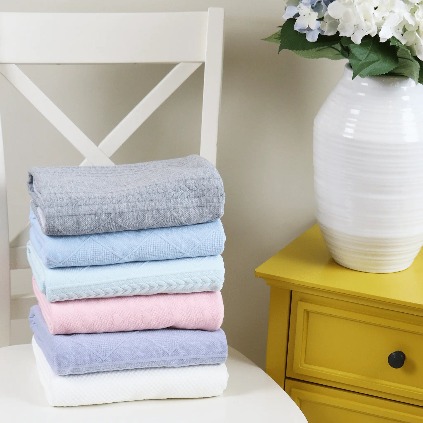 Mint Knit Baby Blanket Soft Fabric Nursery Gift.