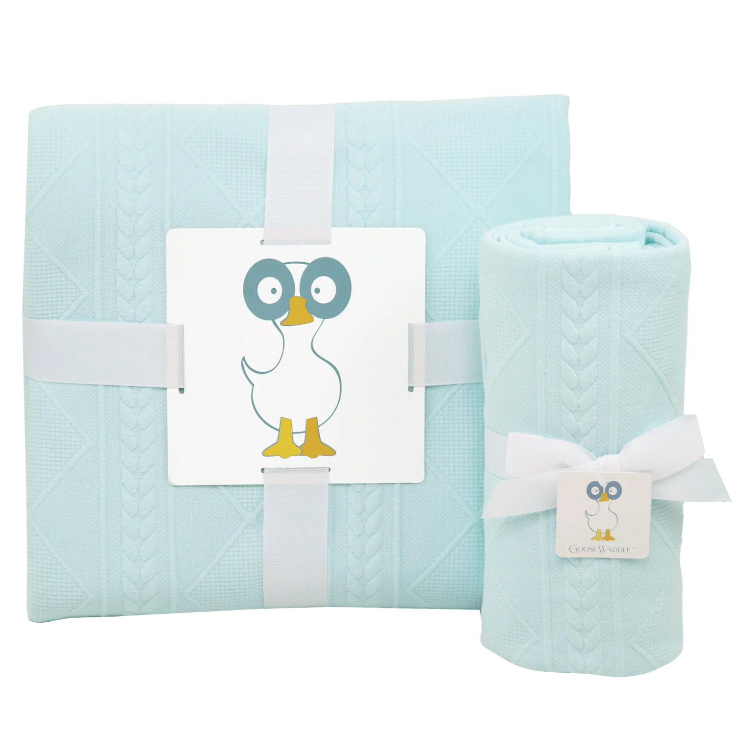 Mommy And Me Knit Blanket Set Mint Cozy Soft Fall Snuggle 50x60 30x40 Goosewaddle® | Newborn Baby Blankets Toys Teethers Bibs & More