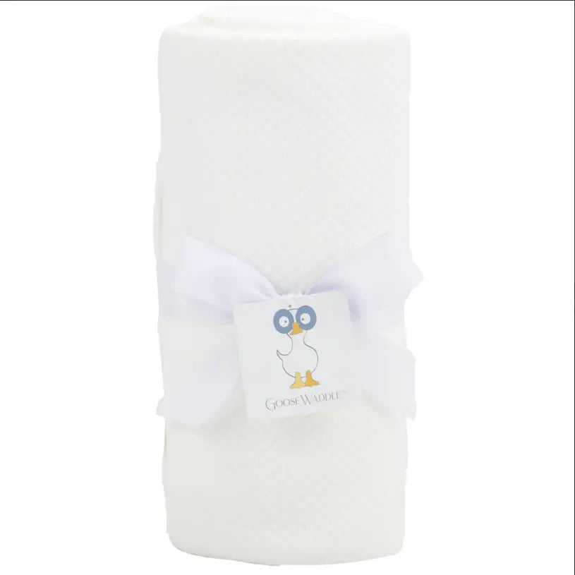 Mommy and Me Knit Blanket Set White Cozy Soft Matching Blankets for Fall Goosewaddle® | Newborn Baby Blankets Toys Teethers Bibs & More
