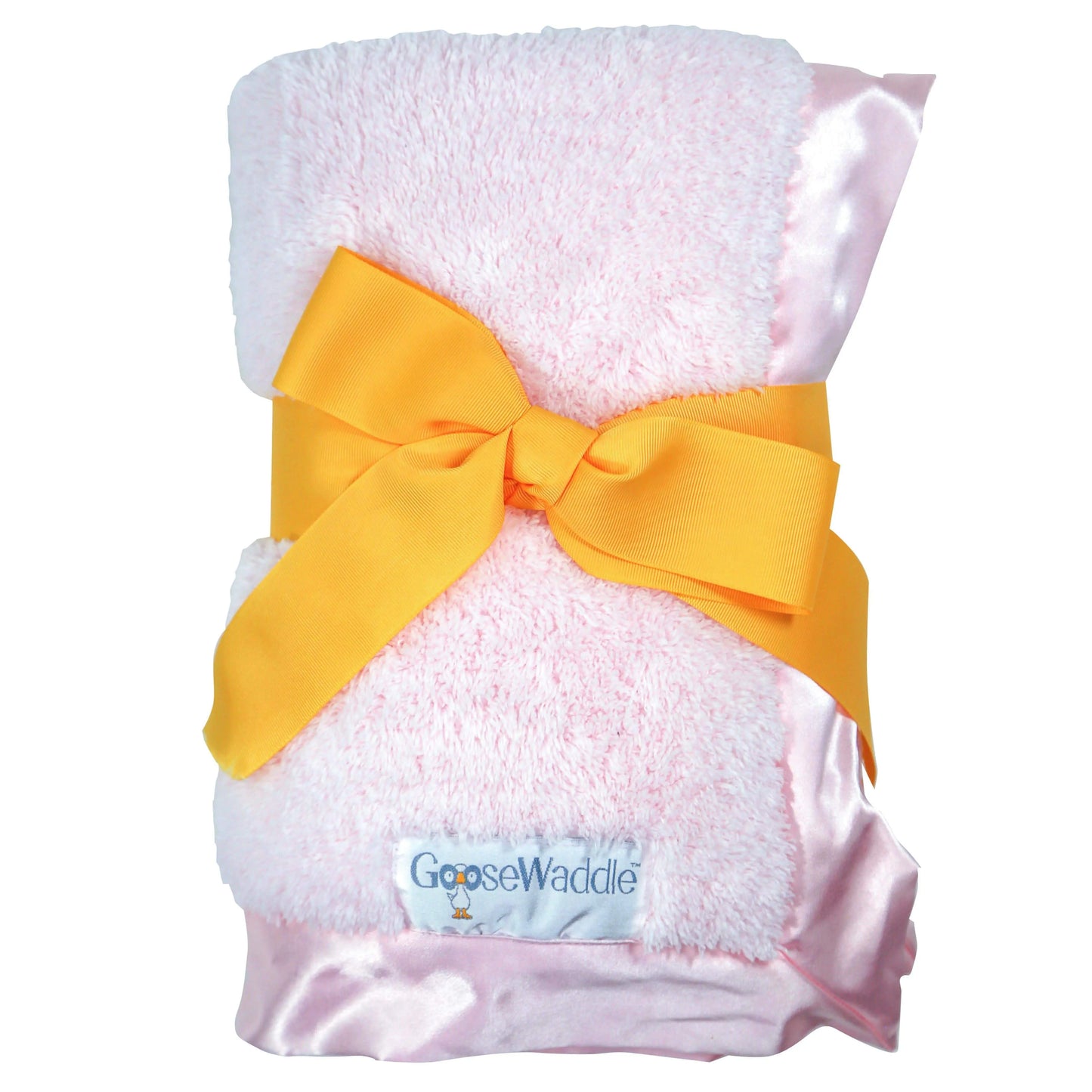 Luxury Baby Blanket with Satin Trim in Pastel Pink White or Blue Goosewaddle® | Newborn Baby Blankets Toys Teethers Bibs & More