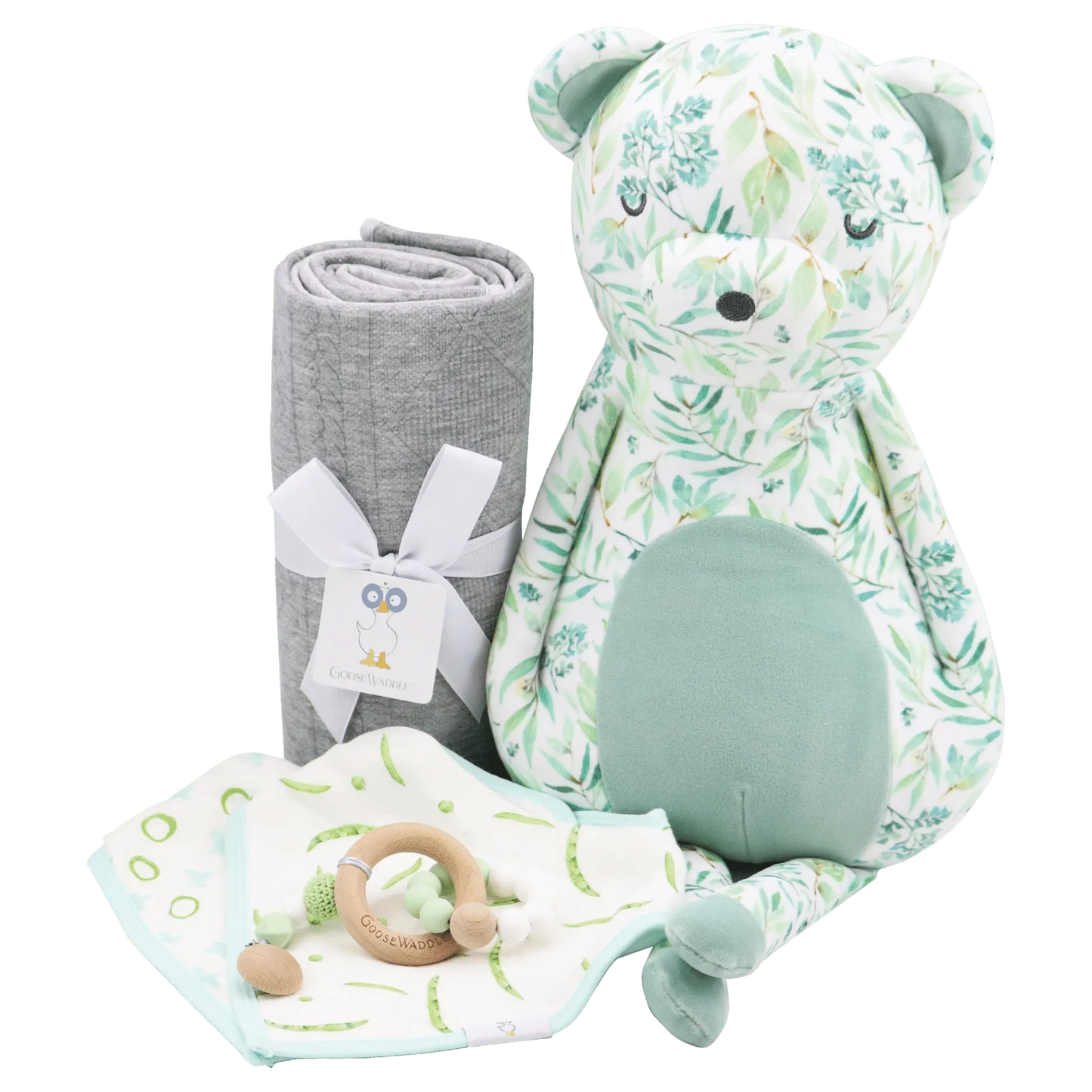 Basil Bear Mint Super Soft Plush Snuggle Buddy 15 Inch Goosewaddle® | Newborn Baby Blankets Toys Teethers Bibs & More