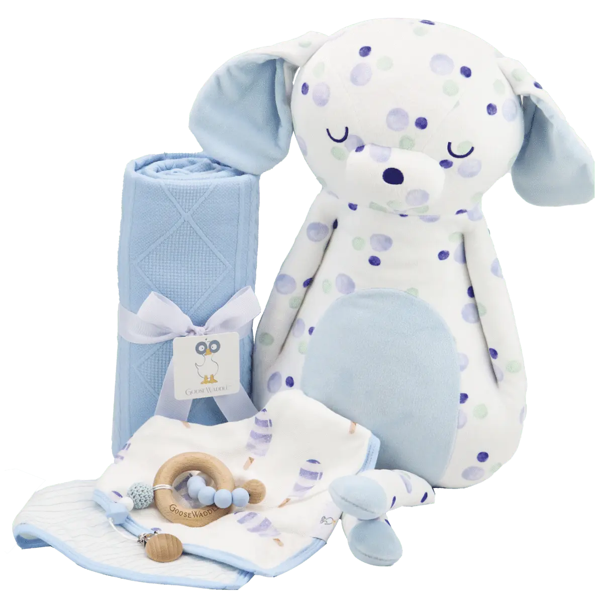 Oxford Puppy Blue Super Soft Plush Snuggle Buddy 15 Inch Goosewaddle® | Newborn Baby Blankets Toys Teethers Bibs & More