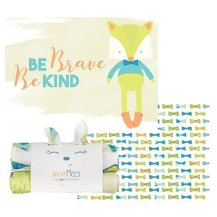Fox And Bow Ties 2 Pack Receiving Blankets For Newborns Goosewaddle® | Newborn Baby Blankets Toys Teethers Bibs & More