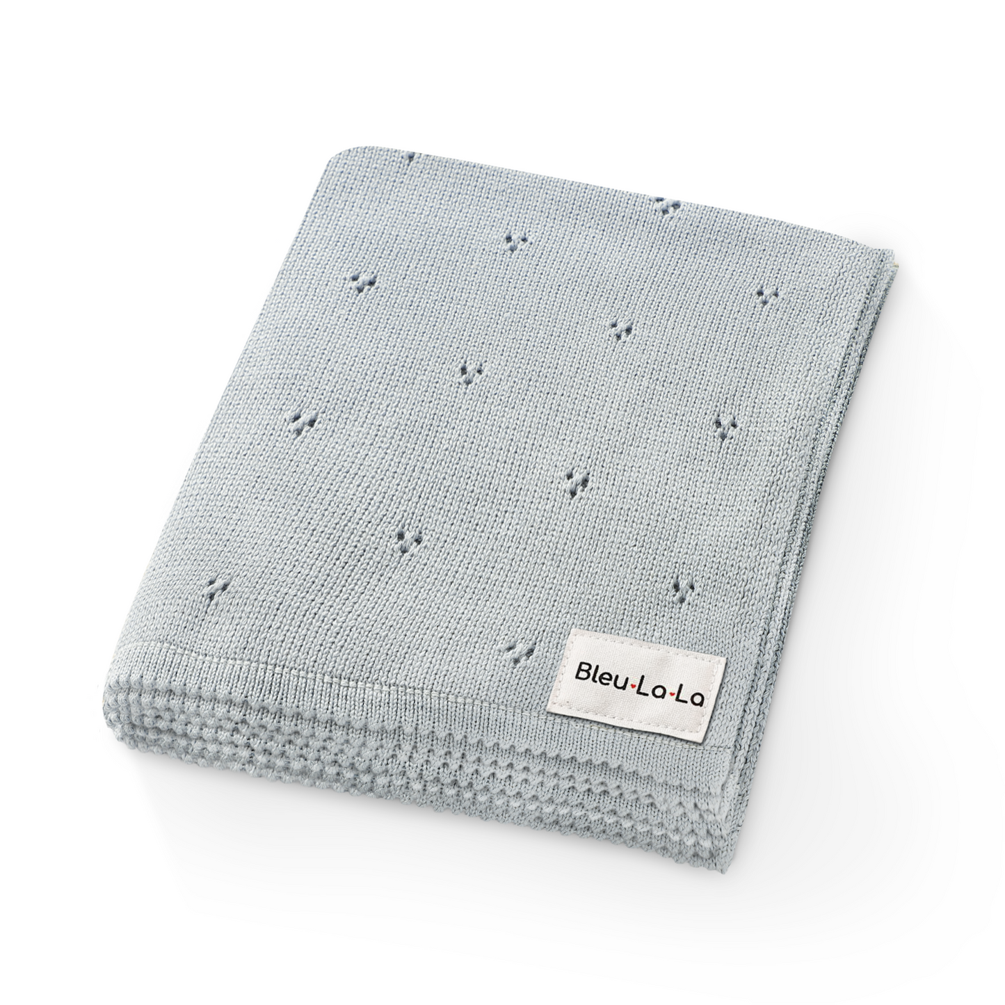 Organic Pointelle Luxury Knit Swaddle Blanket in 100 Percent Organic Cotton Bleu La La