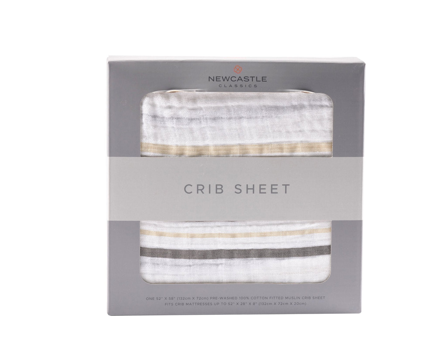 Grey Stripe Cotton Muslin Crib Sheet Breathable Soft Comfortable 28x52 Inches Newcastle Classics