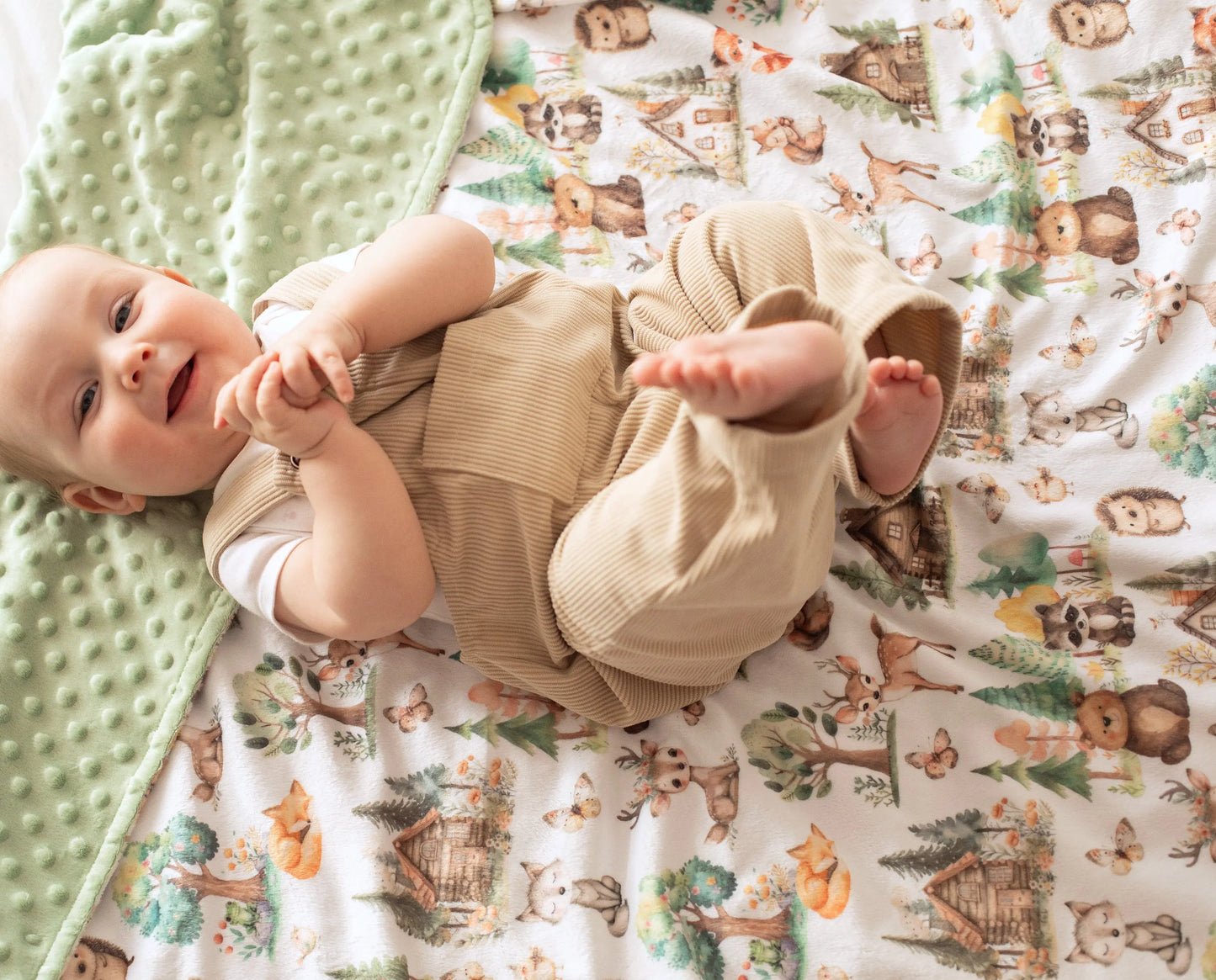 Baby & Toddler Minky Blanket - Woodsy Woodland Honey Lemonade