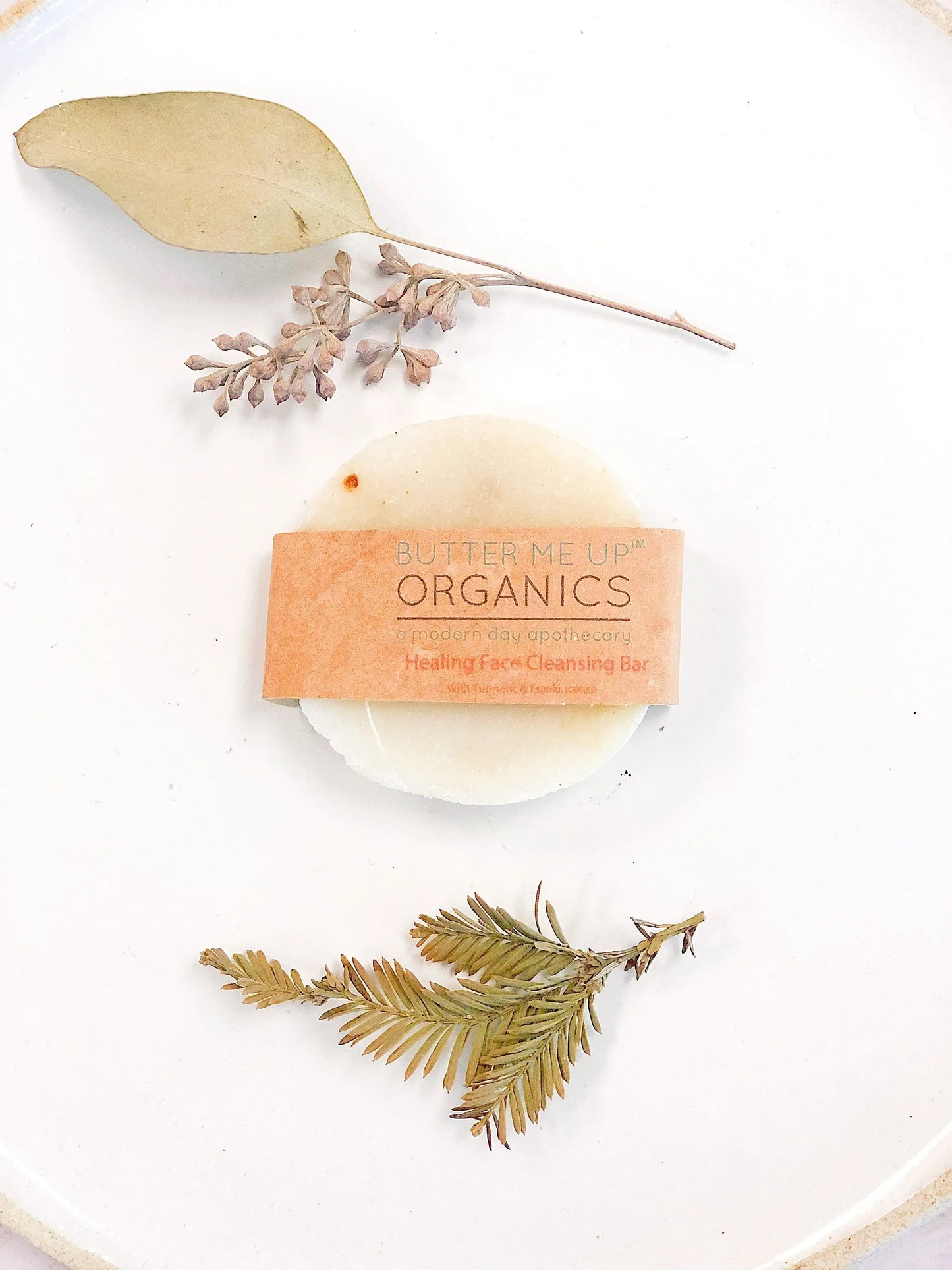 Healing Organic Facial Bar with Frankincense Myrrh and Turmeric Face Wash and Cleanser Butter Me Up Organics