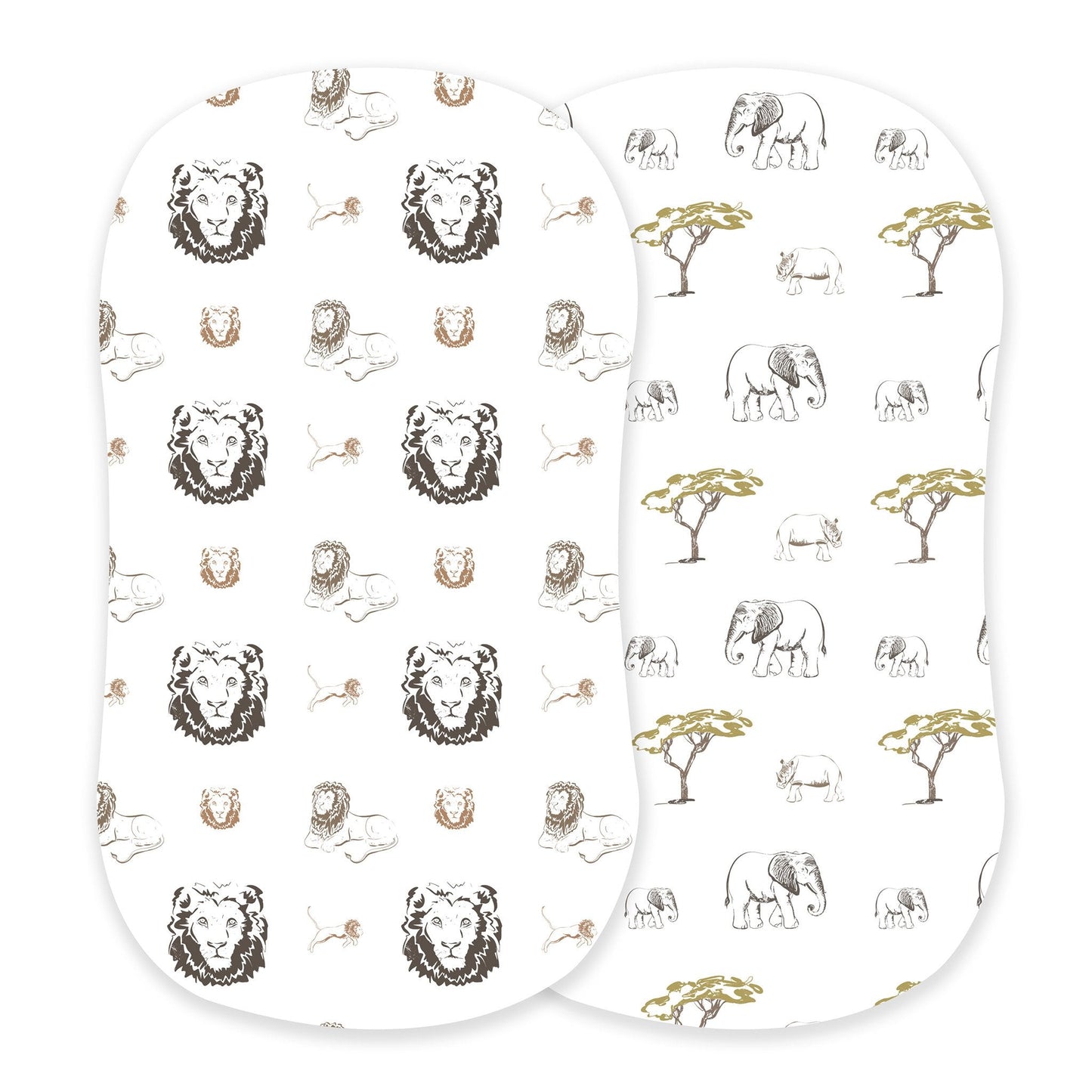 Hear Me Roar Lion Rhinos Elephants Bamboo Changing Pad Cover Bassinet Sheets Newcastle Classics