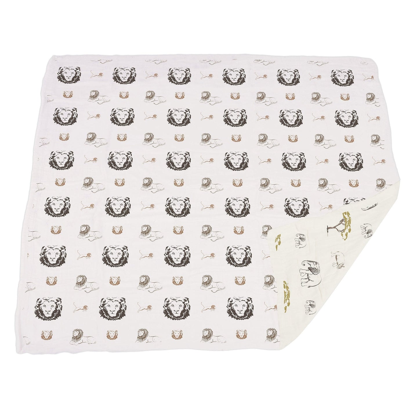 Hear Me Roar Lion Rhinos Elephants Bamboo Blanket 100 Percent Natural Bamboo Muslin 47 x 47 Inches Newcastle Classics