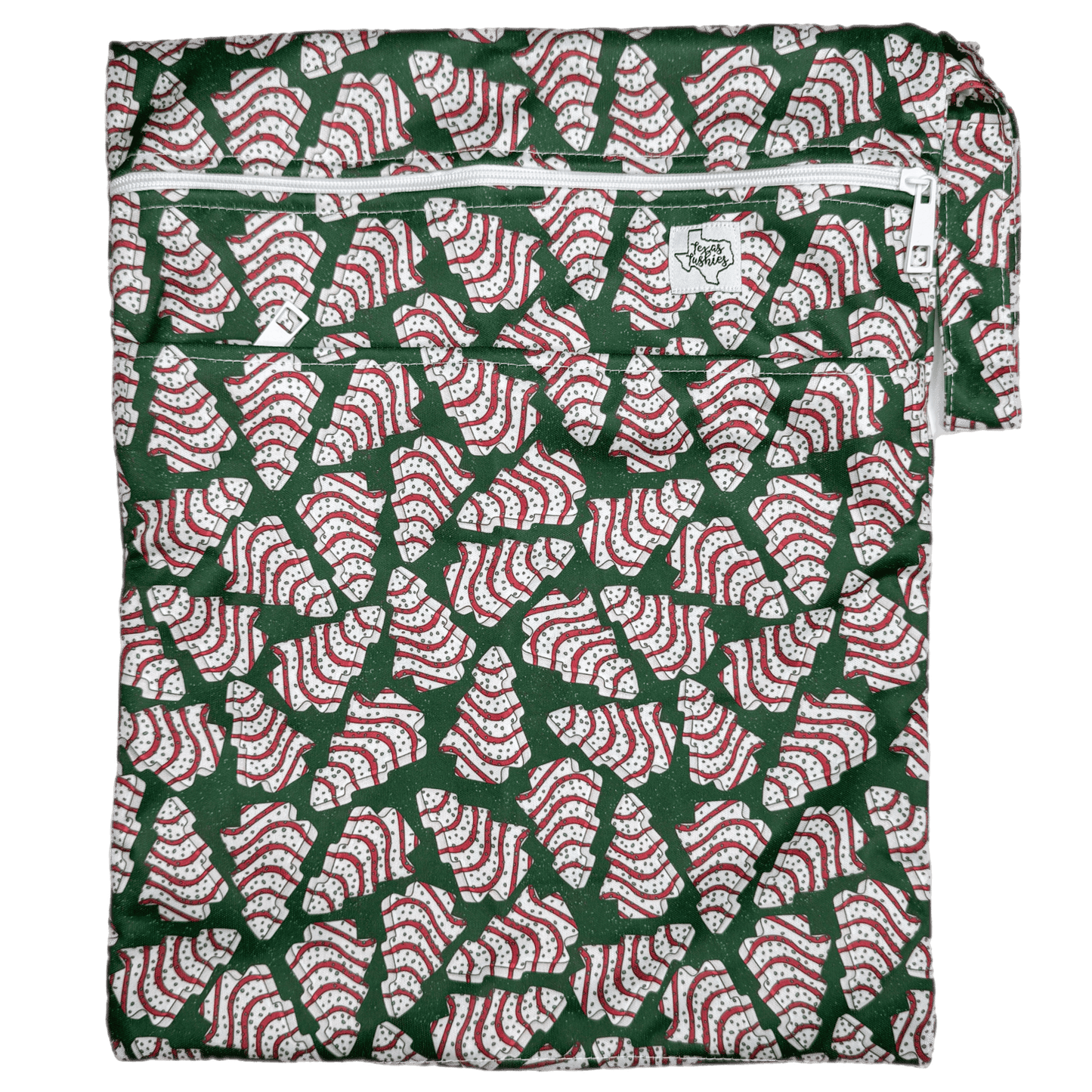 Holiday Cakes Double Zipper Wet Bag 12 by 16 Inches Water Resistant Fits 6 to 8 Cloth Diapers Texas Tushies
