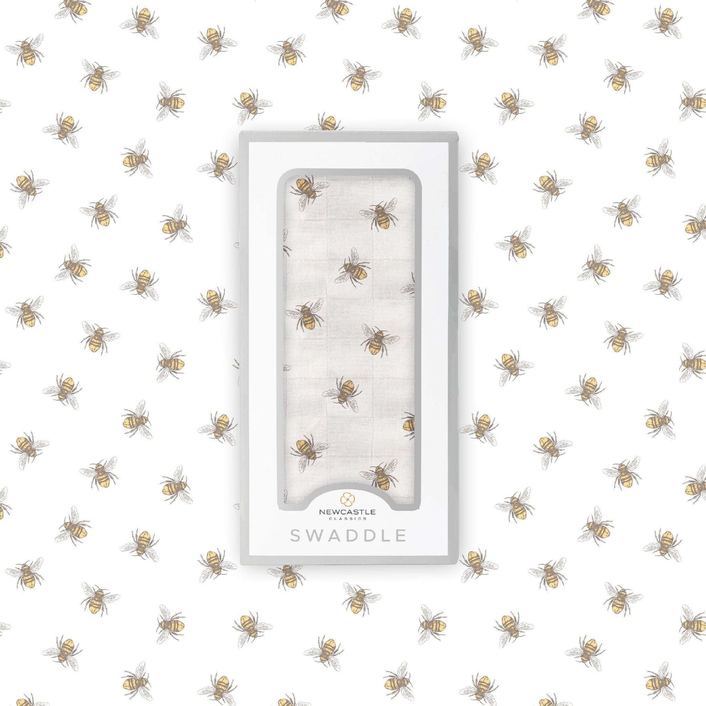 Honey Bee Bamboo Swaddle Blanket Soft Breathable Muslin Pre Washed Multi Use Nursing Cover Changing Pad Tummy Time Blanket Newcastle Classics