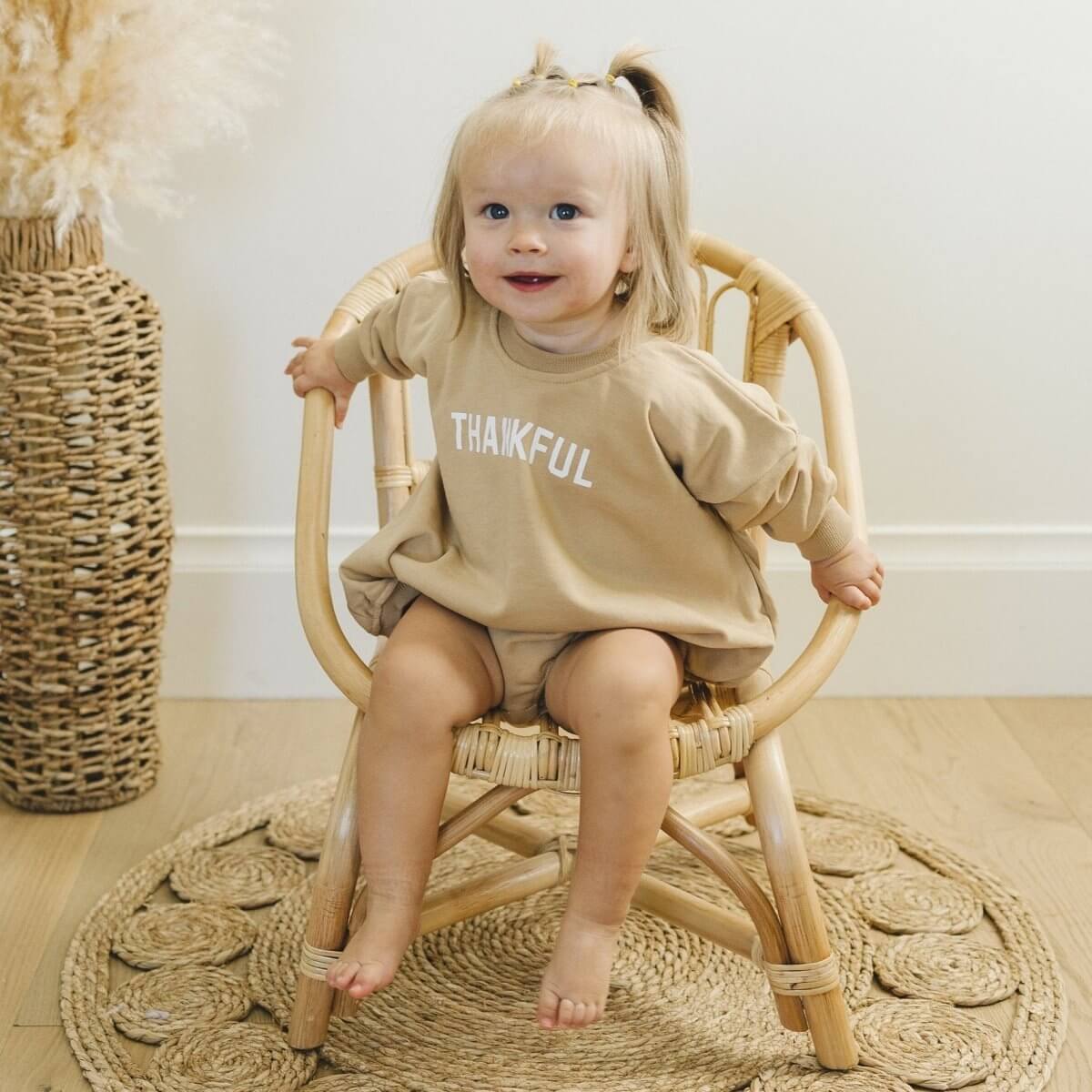 Little Joy Co. Thankful Sweatshirt Romper - more colors - Everetts Place Boutique -