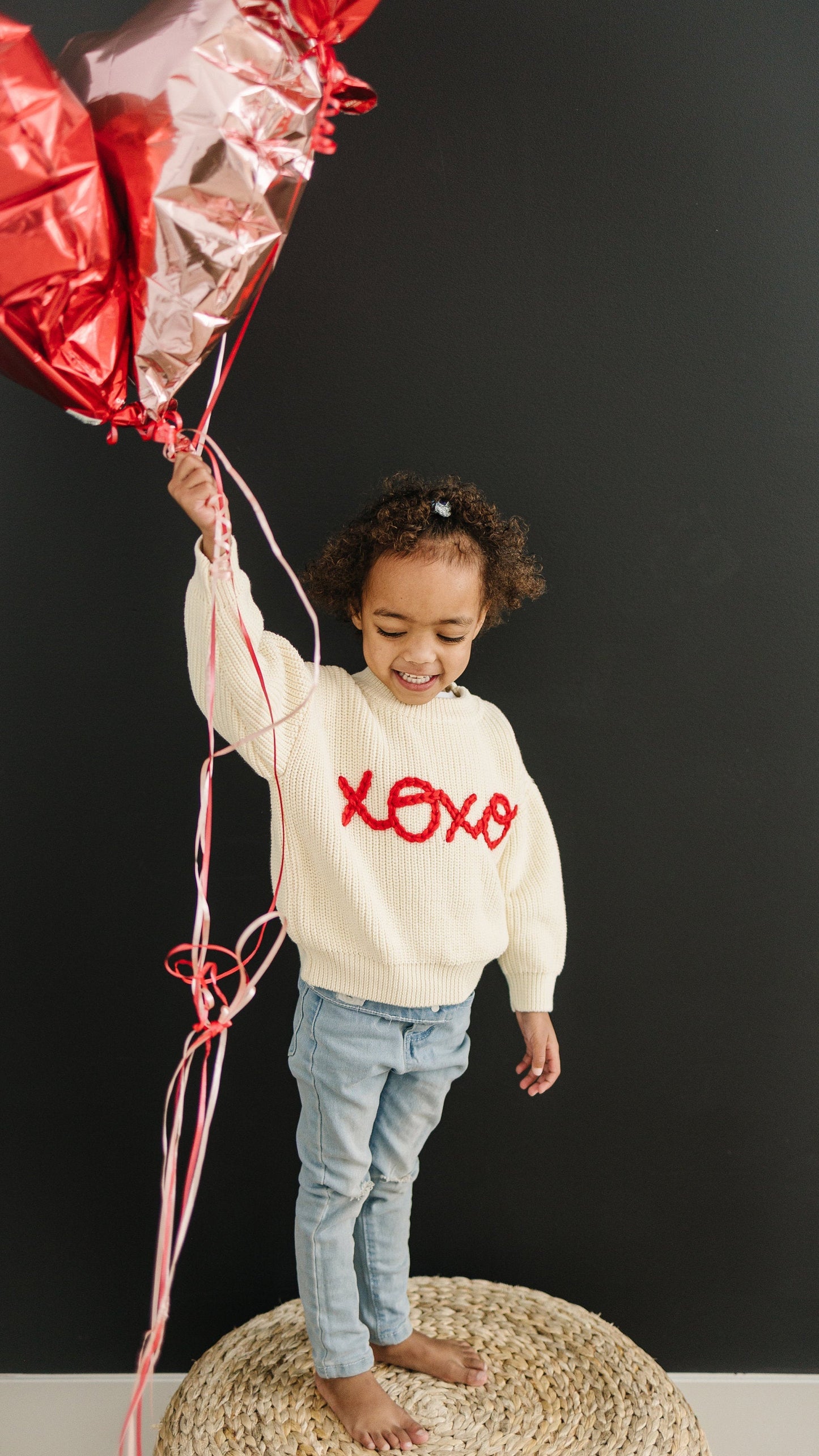 XOXO Hand Embroidered Kids Sweater Cozy Cotton Blend Little Joy Co. Everetts Place: Online Boutique