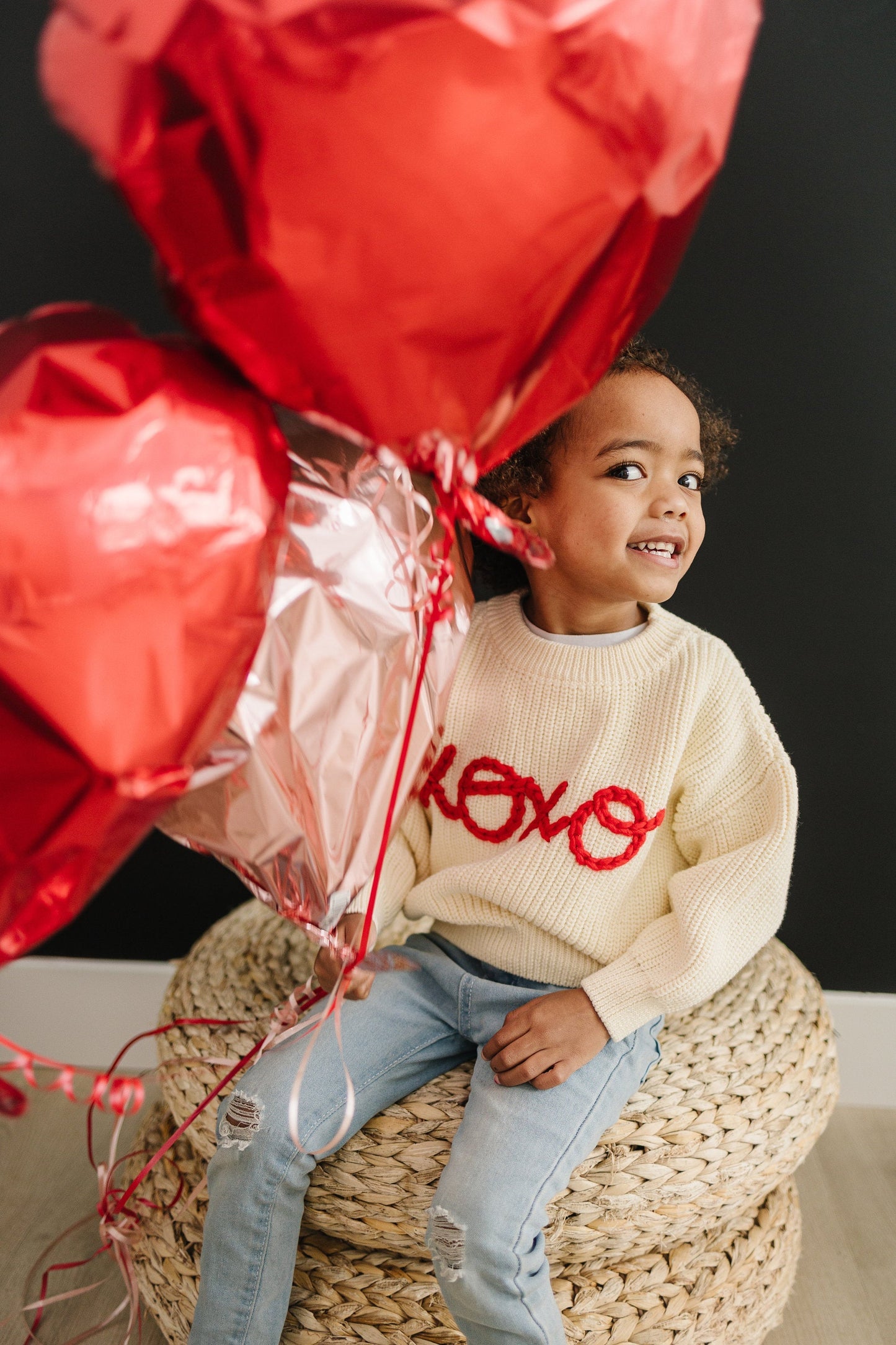 XOXO Hand Embroidered Kids Sweater Cozy Cotton Blend Little Joy Co. Everetts Place: Online Boutique