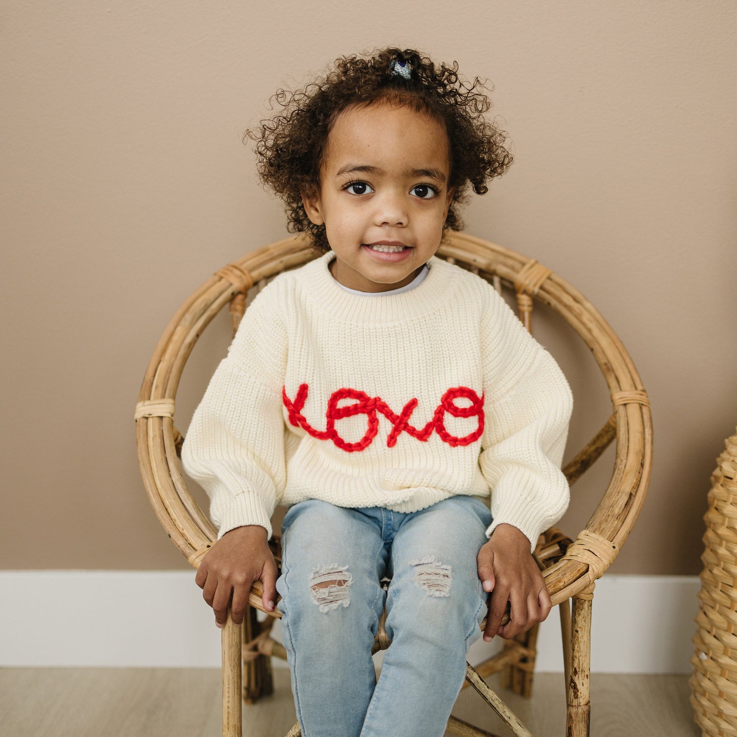 XOXO Hand Embroidered Kids Sweater Cozy Cotton Blend Little Joy Co. Everetts Place: Online Boutique