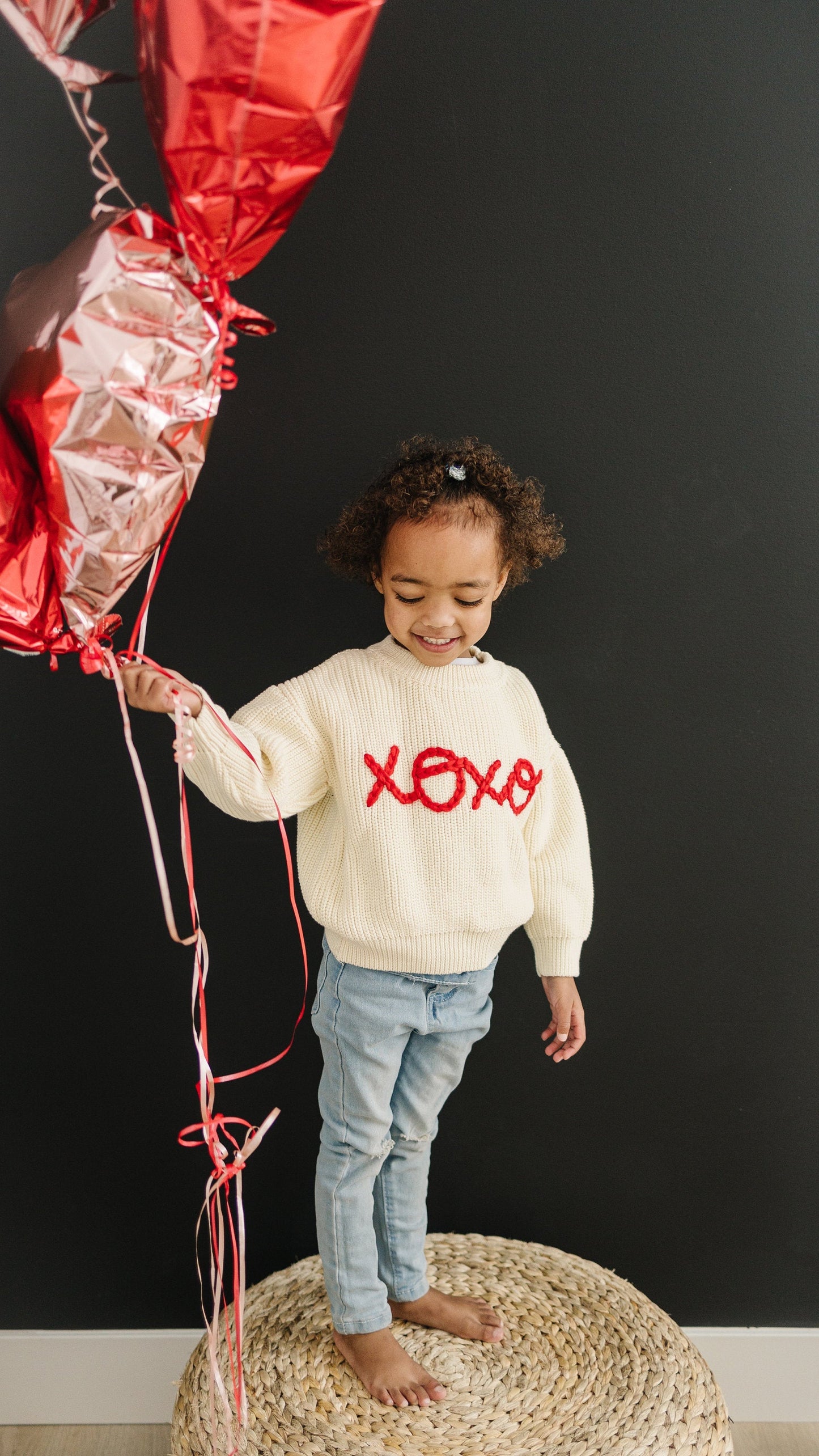 XOXO Hand Embroidered Kids Sweater Cozy Cotton Blend Little Joy Co. Everetts Place: Online Boutique