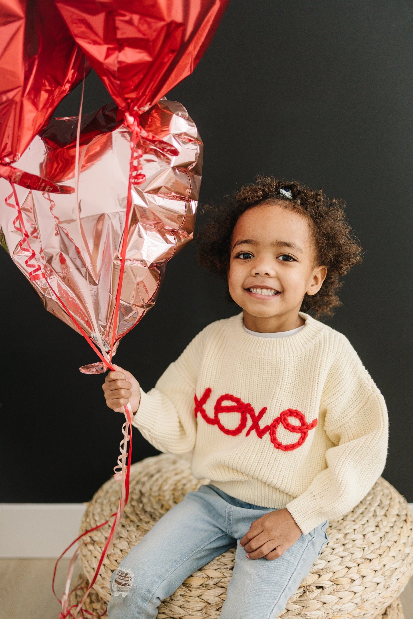 XOXO Hand Embroidered Kids Sweater Cozy Cotton Blend Little Joy Co. Everetts Place: Online Boutique
