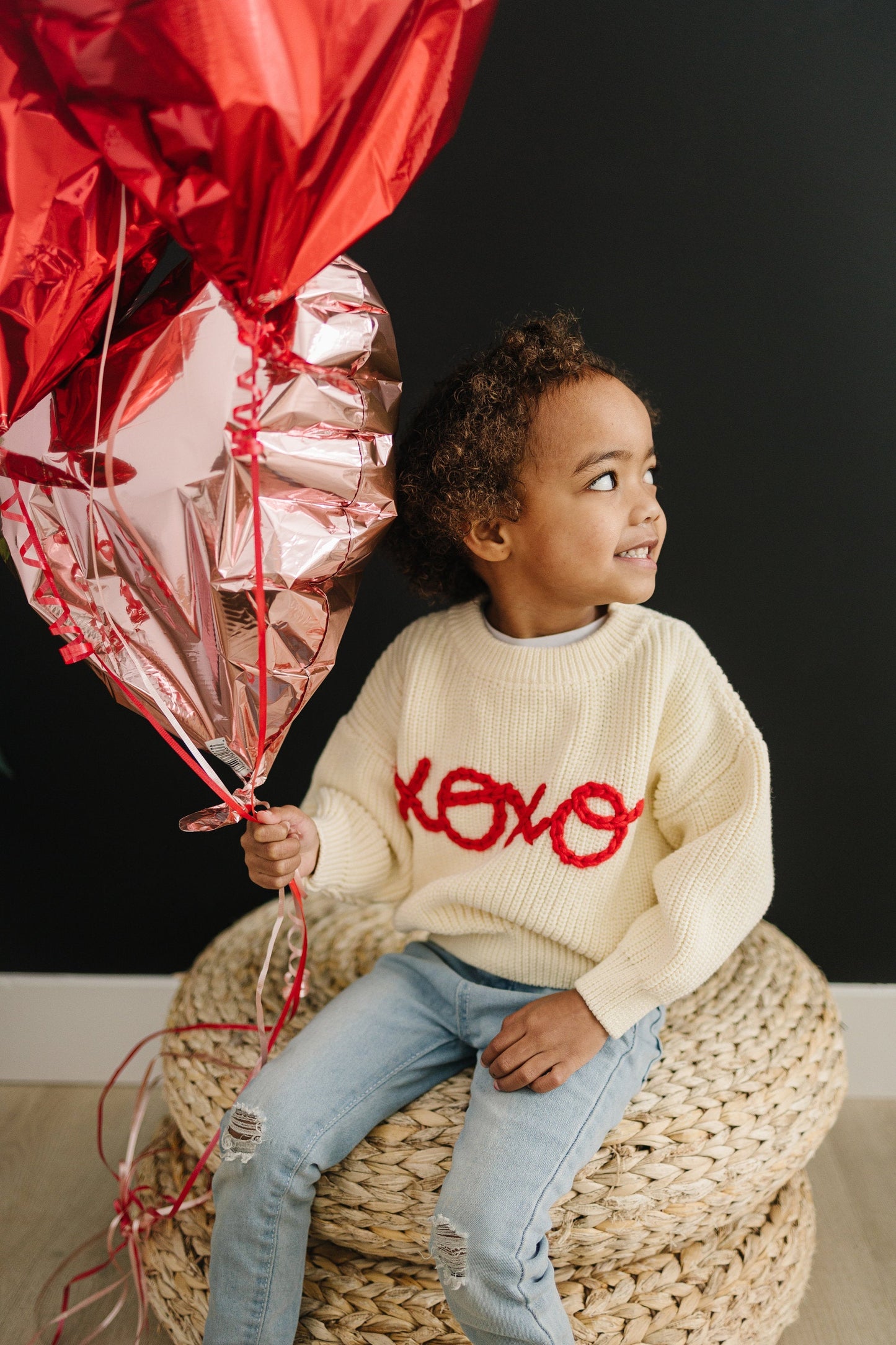 XOXO Hand Embroidered Kids Sweater Cozy Cotton Blend Little Joy Co. Everetts Place: Online Boutique