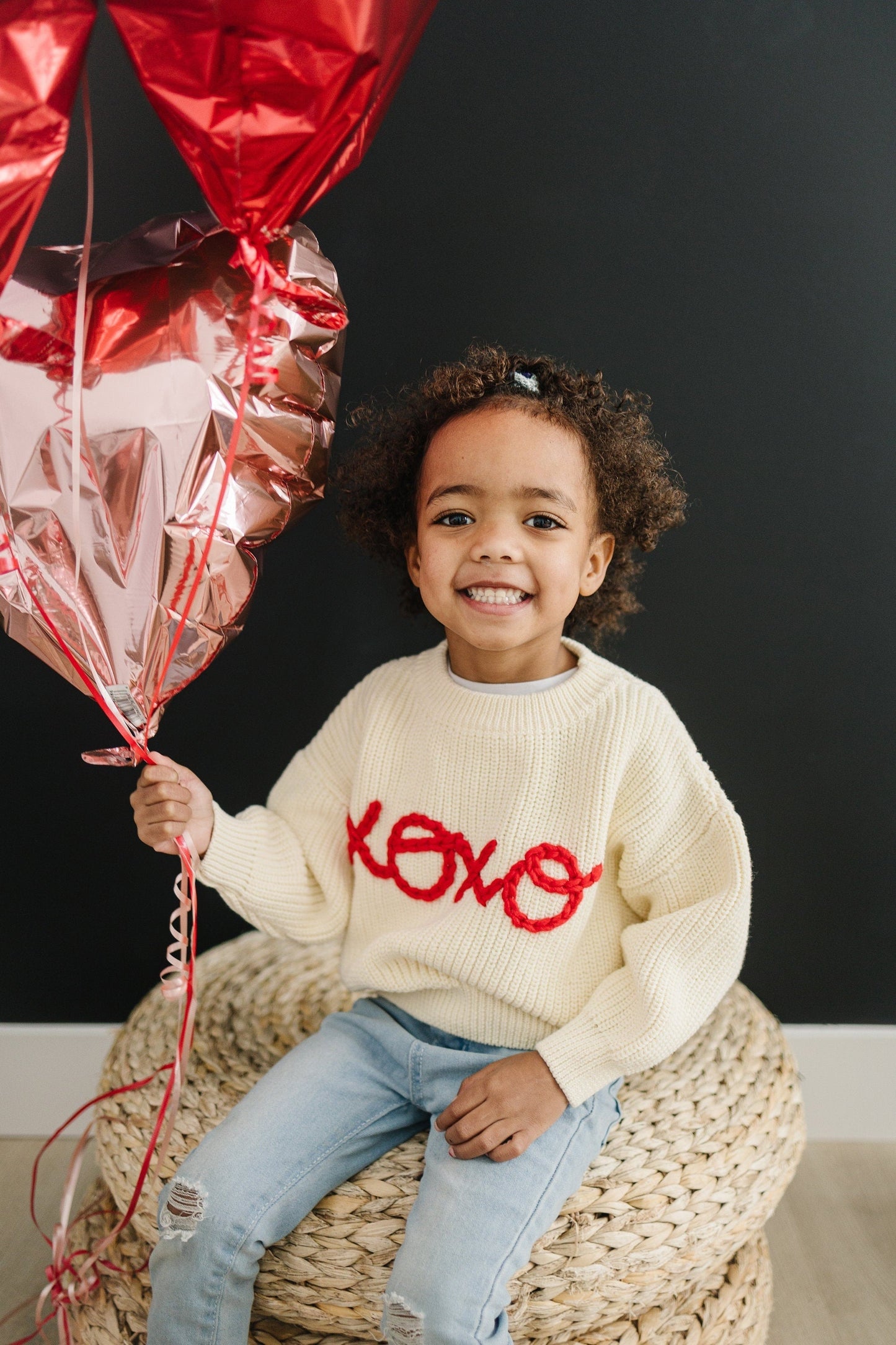 XOXO Hand Embroidered Kids Sweater Cozy Cotton Blend Little Joy Co. Everetts Place: Online Boutique