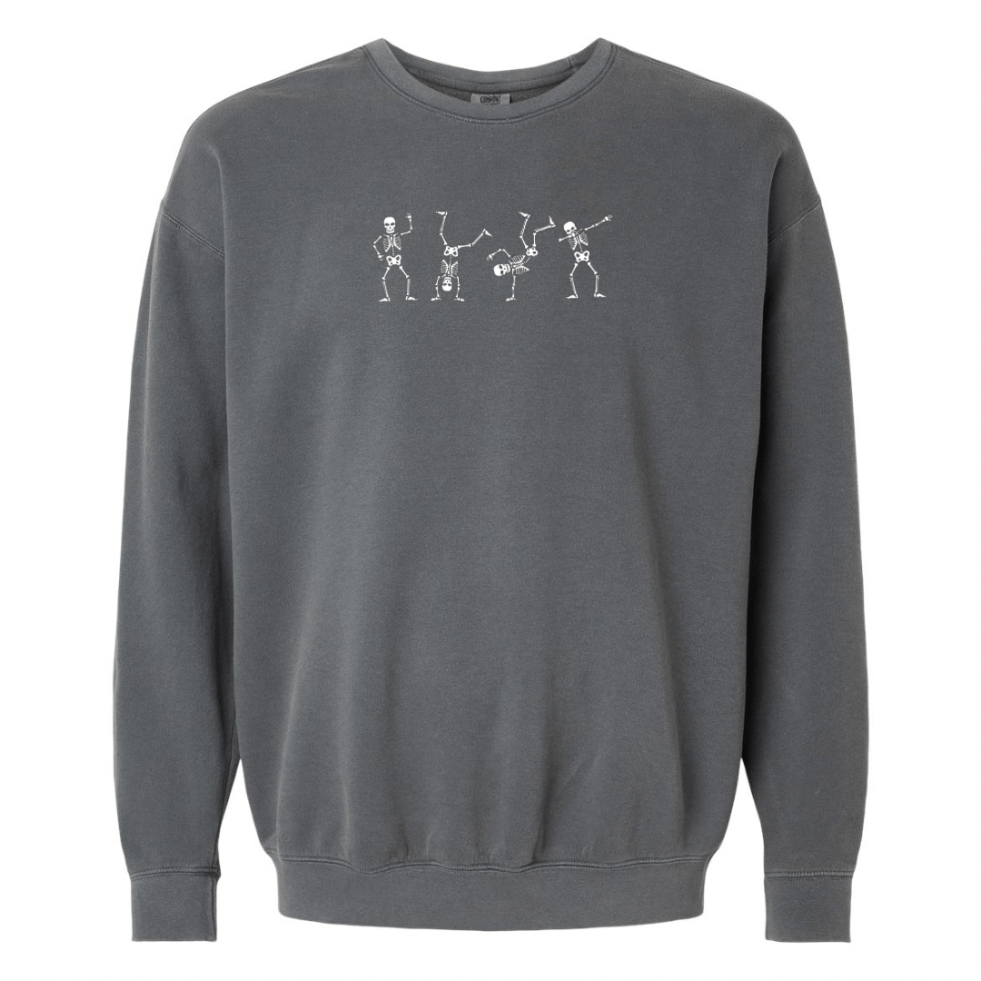 Little Joy Co. Adult Dancing Skeletons Comfort Colors Crewneck - Pepper - Everetts Place Boutique -