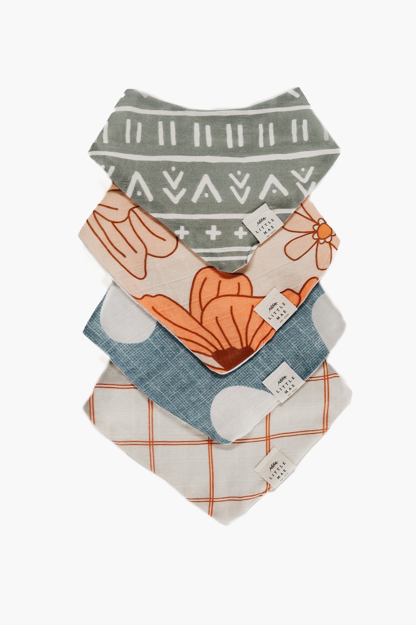 Little Mae & Co Woven Bandana Bib Organic Cotton With Adjustable Snaps -