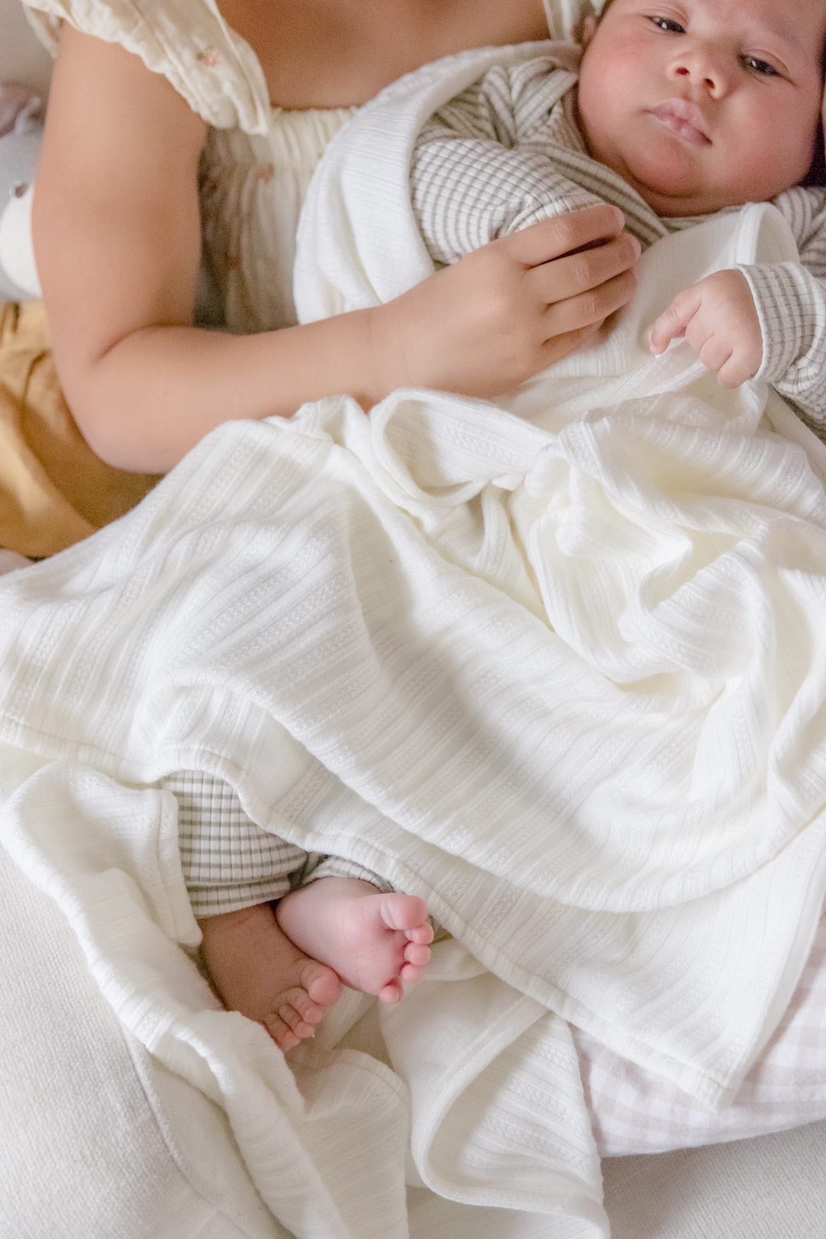 Cloud Knit Pointelle Stretch Swaddle Blanket For Newborns Little Mae & Co Everetts Place: Online Boutique