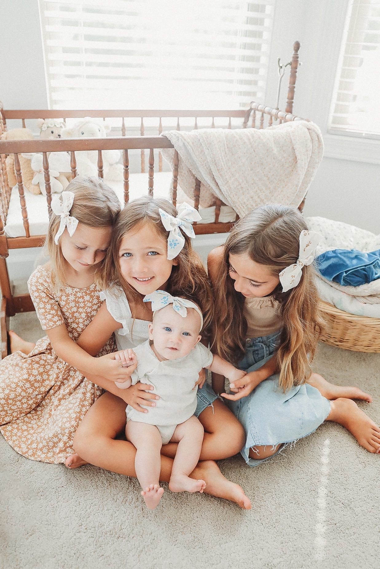 Sugar Mini Pinwheel Bow Floral Cotton Hair Accessory Little Mae & Co Everetts Place: Online Boutique