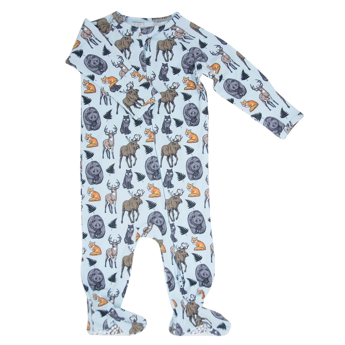 Into The Wild Zipper Footie Baby Onesie With Two Way Zip Sweet Bamboo Everetts Place: Online Boutique