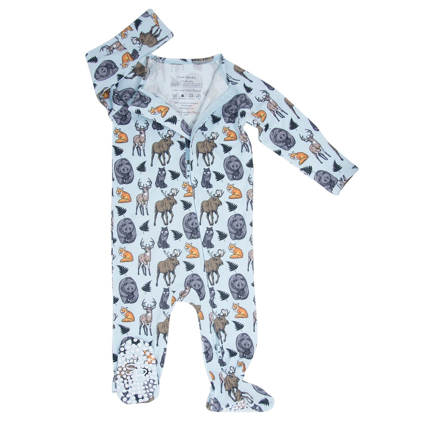 Into The Wild Zipper Footie Baby Onesie With Two Way Zip Sweet Bamboo Everetts Place: Online Boutique