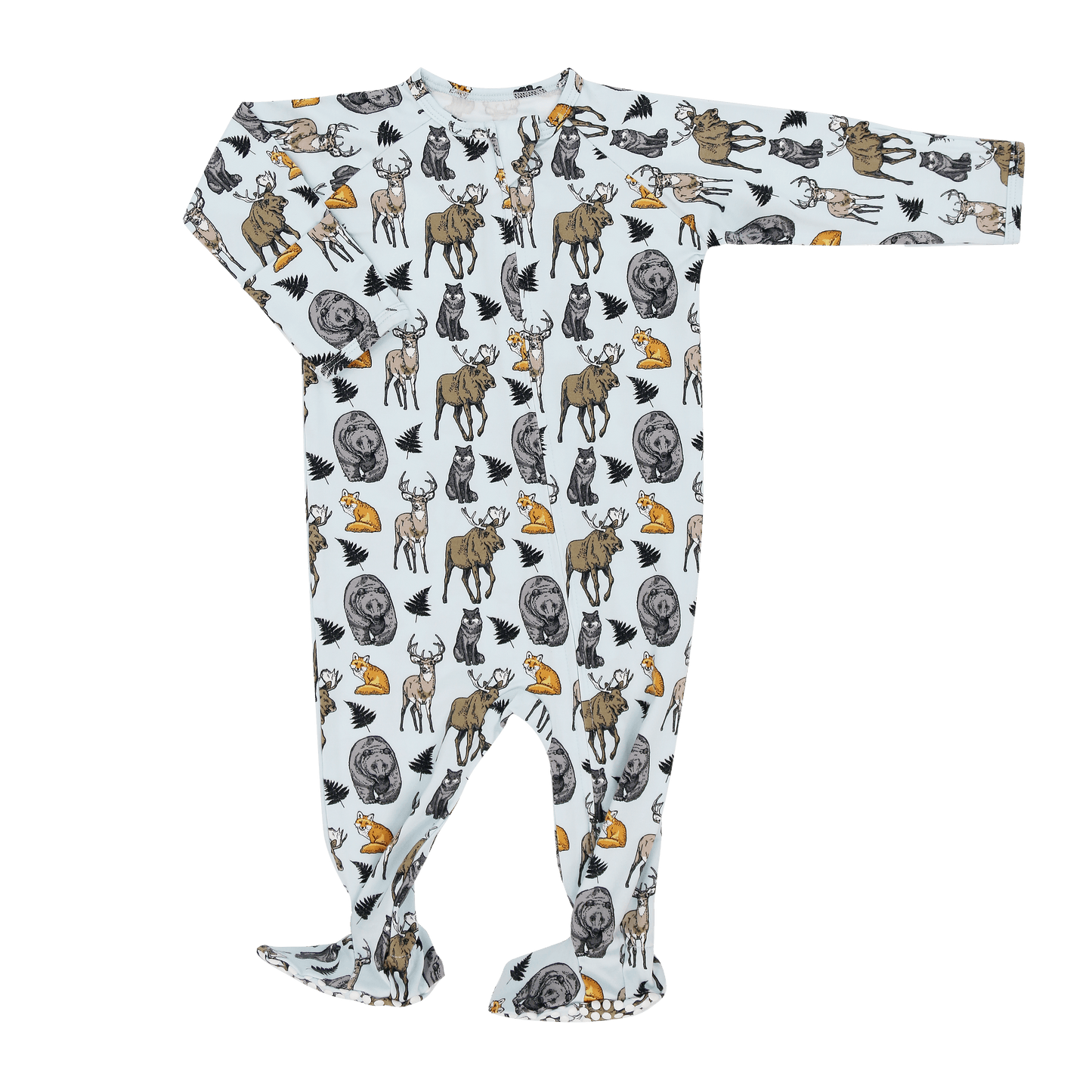 Into The Wild Zipper Footie Baby Onesie With Two Way Zip Sweet Bamboo Everetts Place: Online Boutique