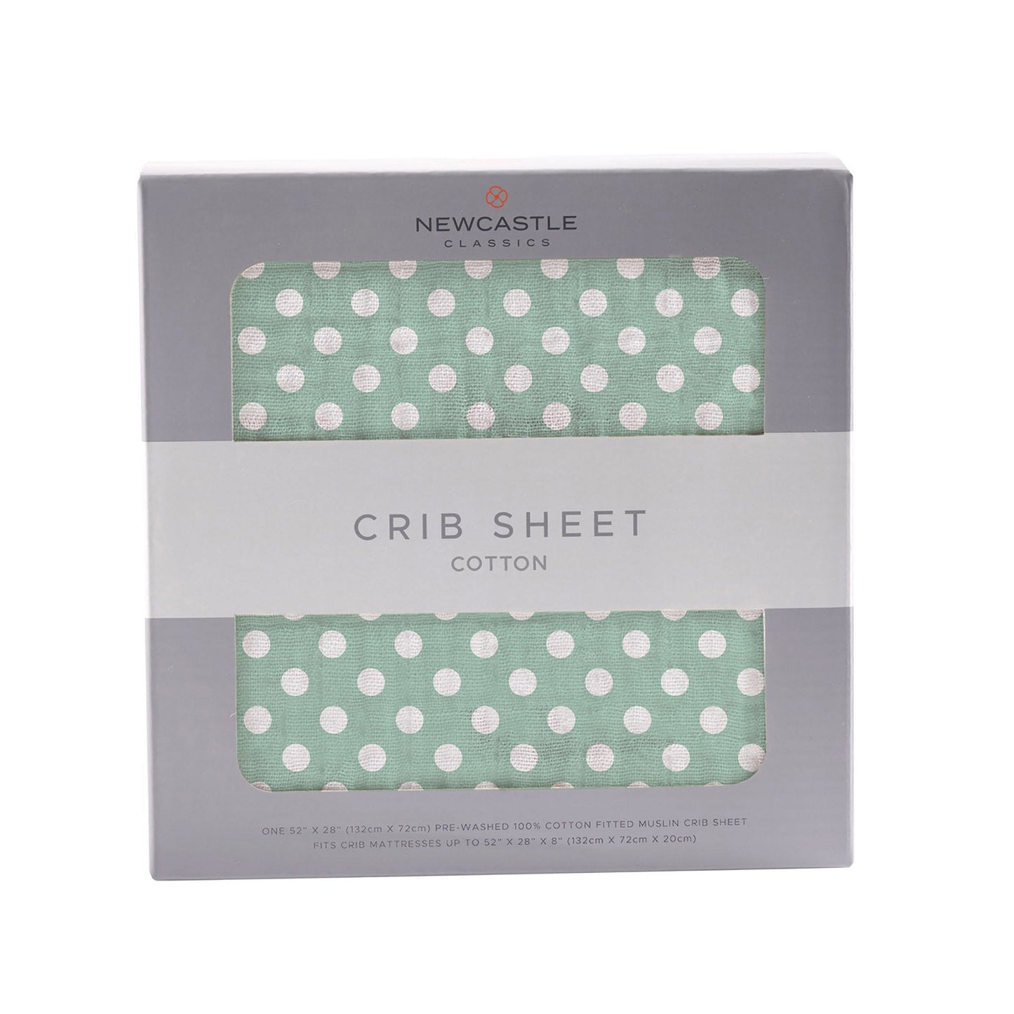 Jade Polka Dot Cotton Muslin Crib Sheet for Standard Mattresses Newcastle Classics