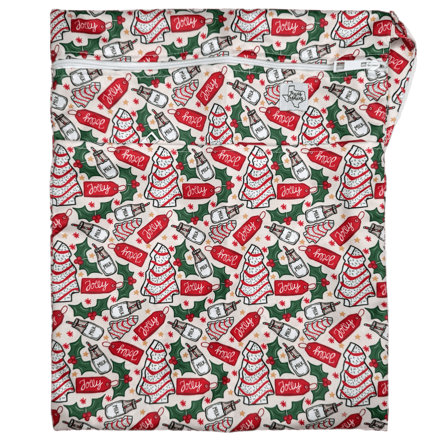 Jolly Wet Bag Double Zipper Water Resistant Cloth Diaper Storage 12 Inch by 16 Inch with Strap and Durable KAM Snaps Texas Tushies