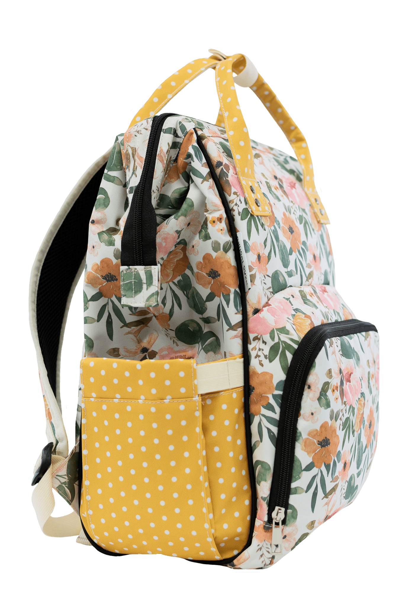 Josie Floral And Mustard Dot Diaper Bag Backpack For Busy Parents Texas Tushies