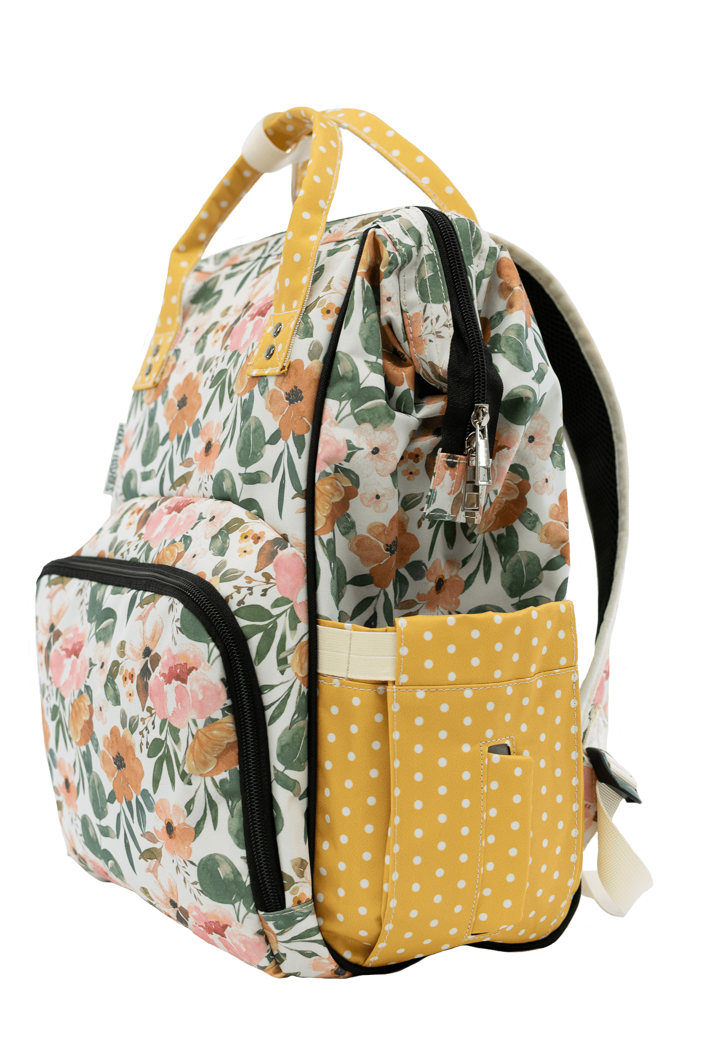 Josie Floral And Mustard Dot Diaper Bag Backpack For Busy Parents Texas Tushies