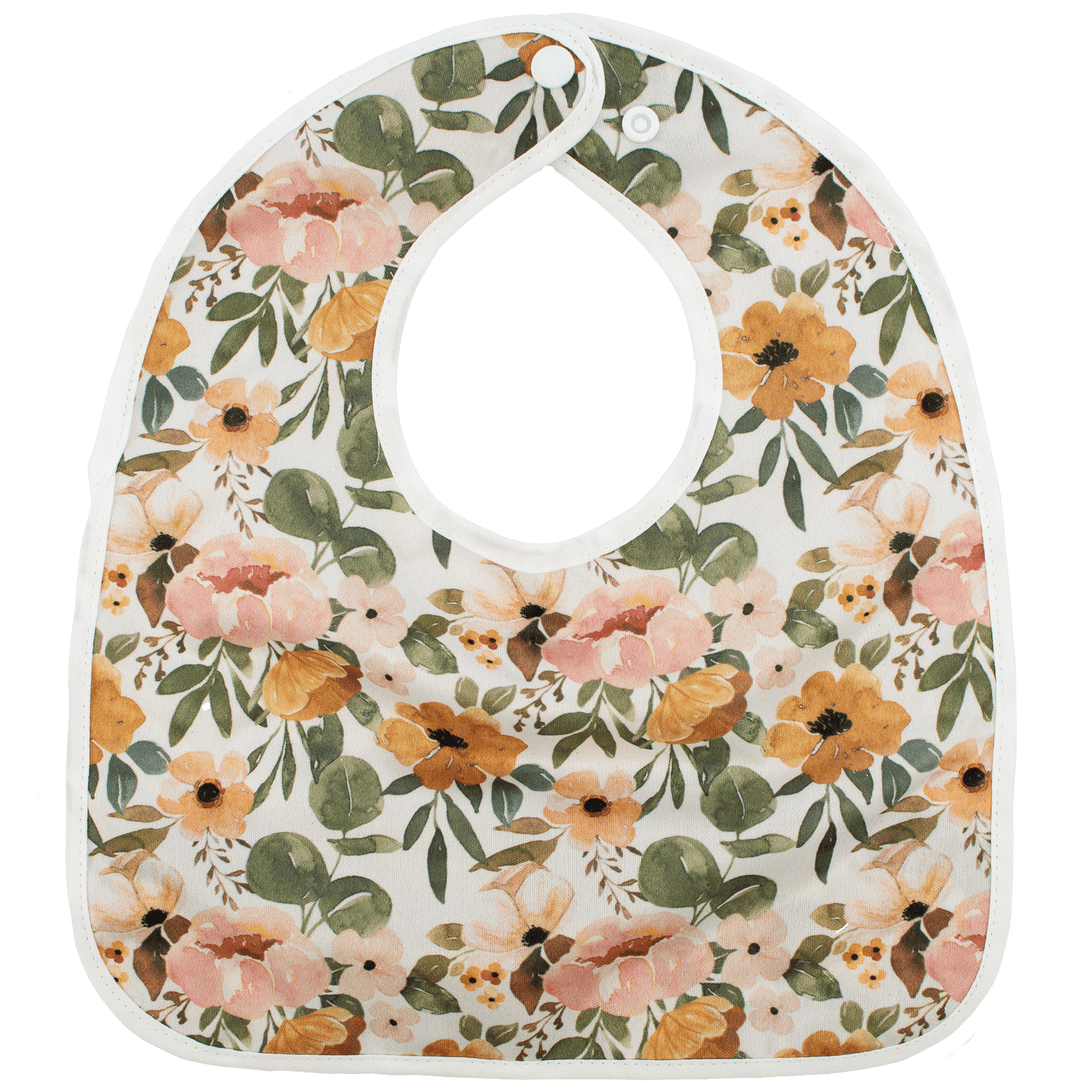 Josie Floral Flip Bib with Pocket for Food and Drool Machine Washable Water Resistant Design Texas Tushies