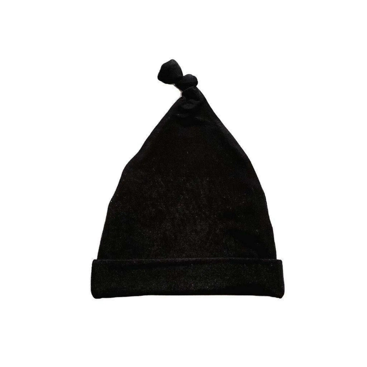 Knot Baby Hat Black Soft Bamboo Spandex Newborn to Three Months Harp Angel Boutique