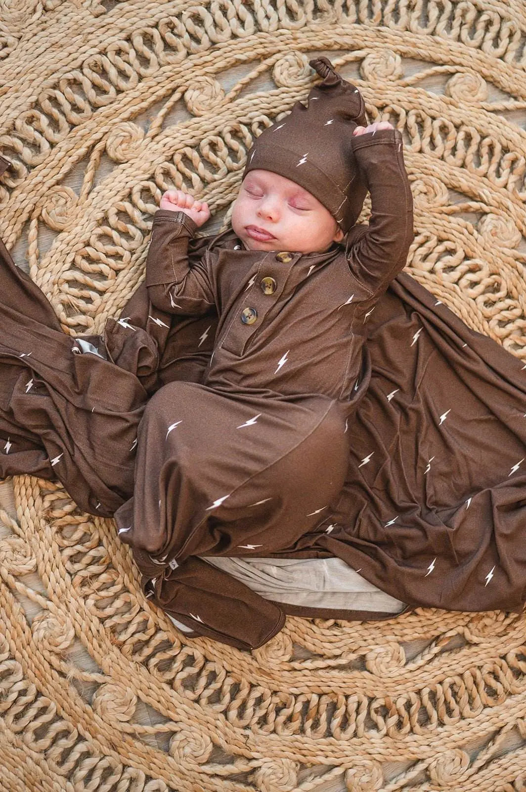 Knot Hat Brown Lightning Soft Comfortable Newborn to 3 Months Harp Angel Boutique