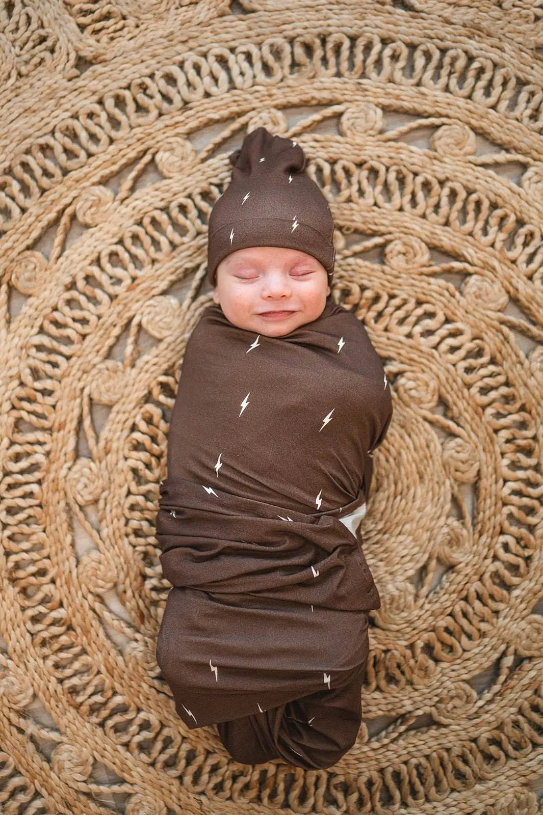 Knot Hat Brown Lightning Soft Comfortable Newborn to 3 Months Harp Angel Boutique