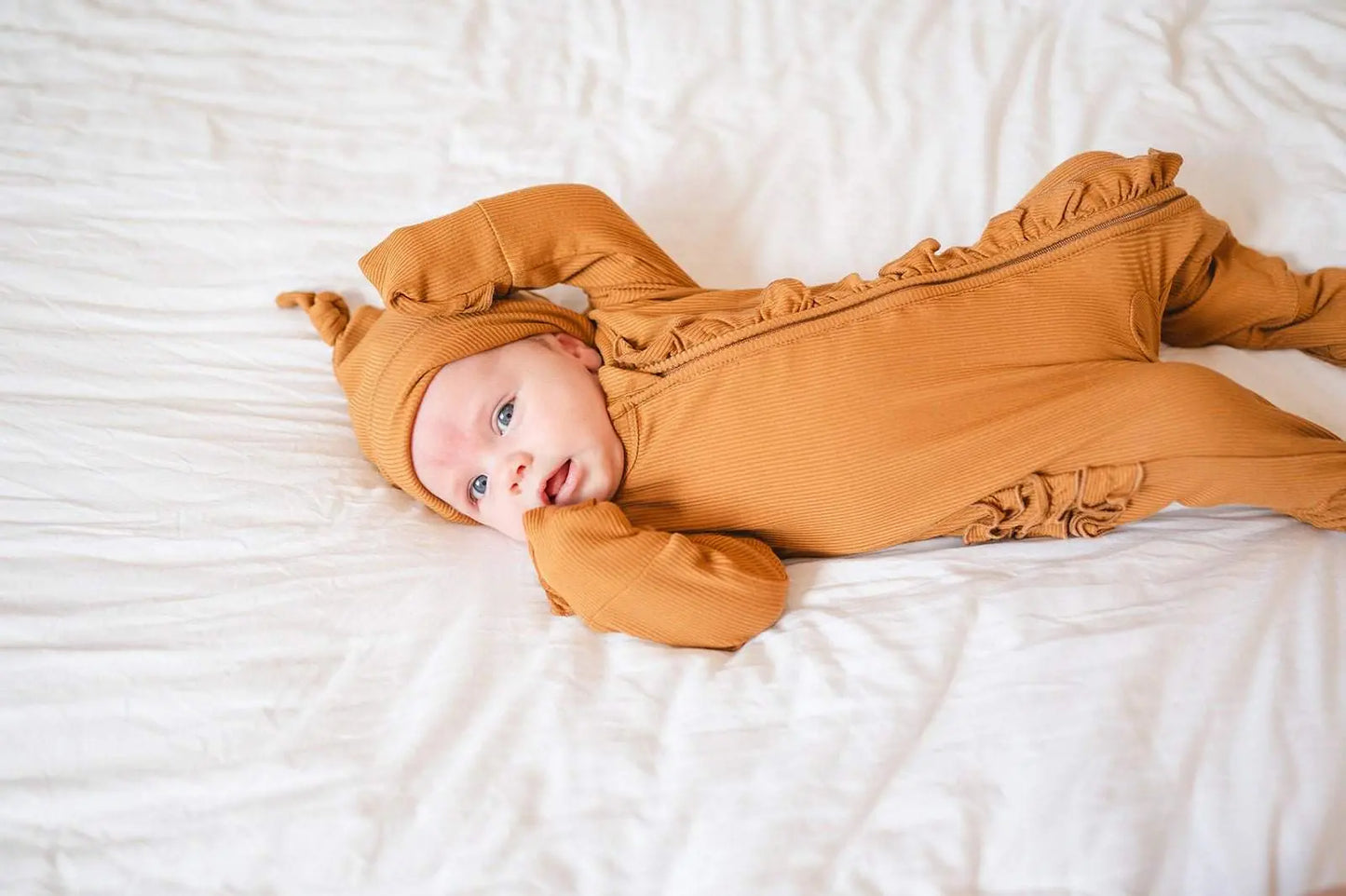 Knot Hat Caramel Ribbed Baby Hat for Newborns to 3 Months Harp Angel Boutique
