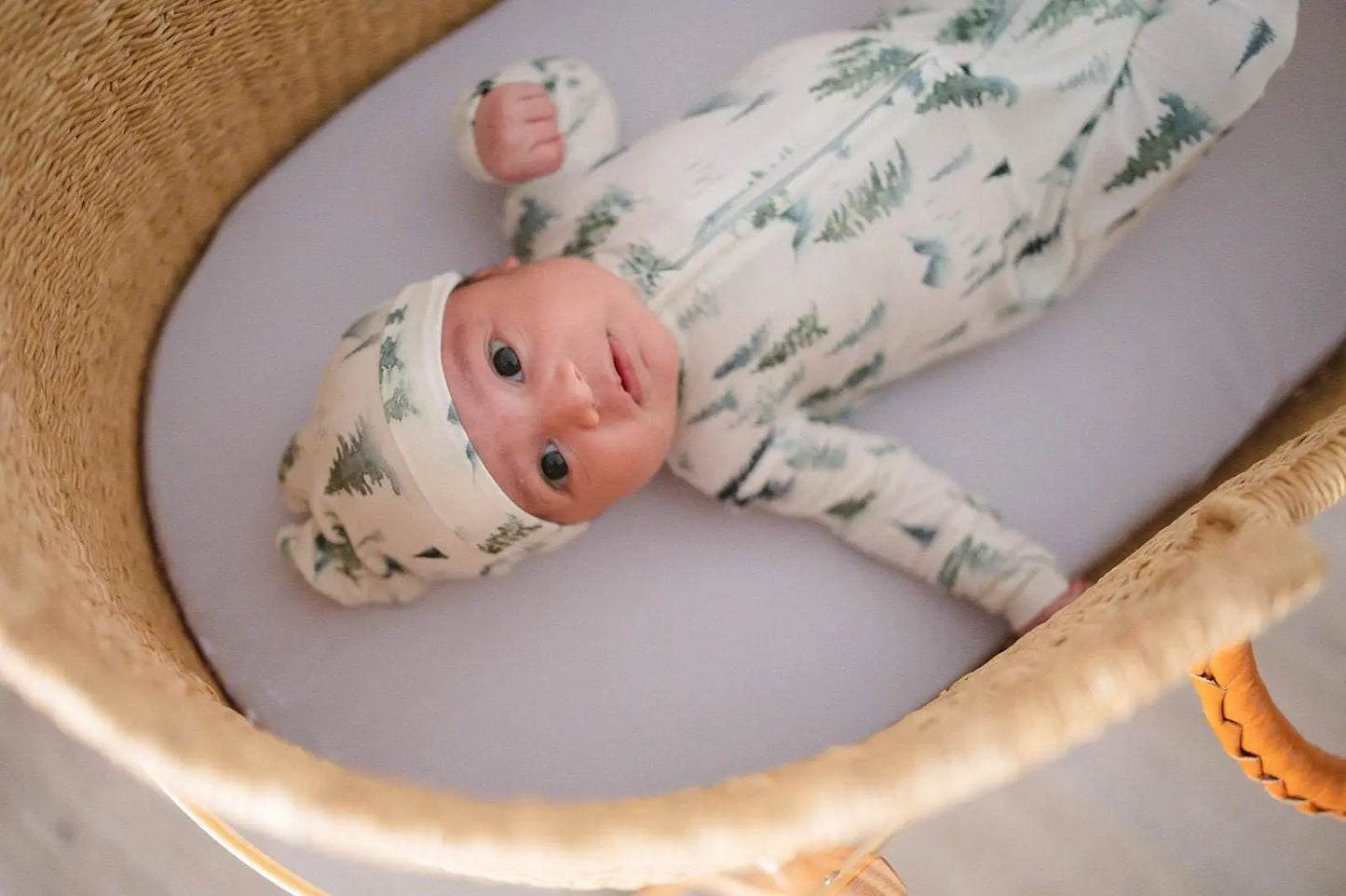 Knot Hat Green Forest Bamboo Baby Hat Soft Breathable Eco Friendly Harp Angel Boutique