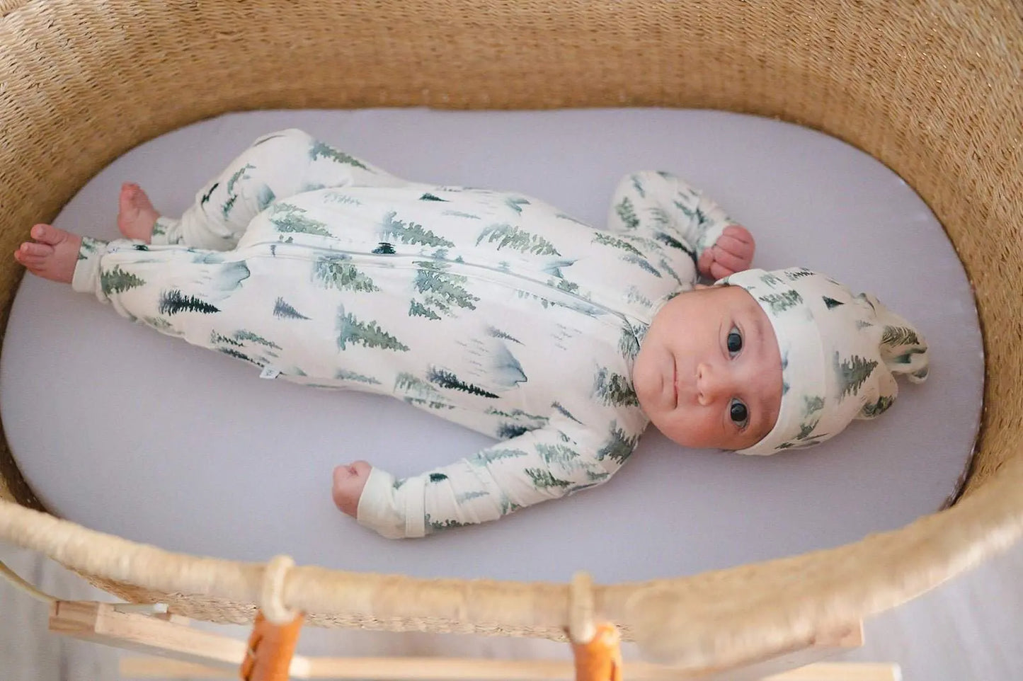 Knot Hat Green Forest Bamboo Baby Hat Soft Breathable Eco Friendly Harp Angel Boutique