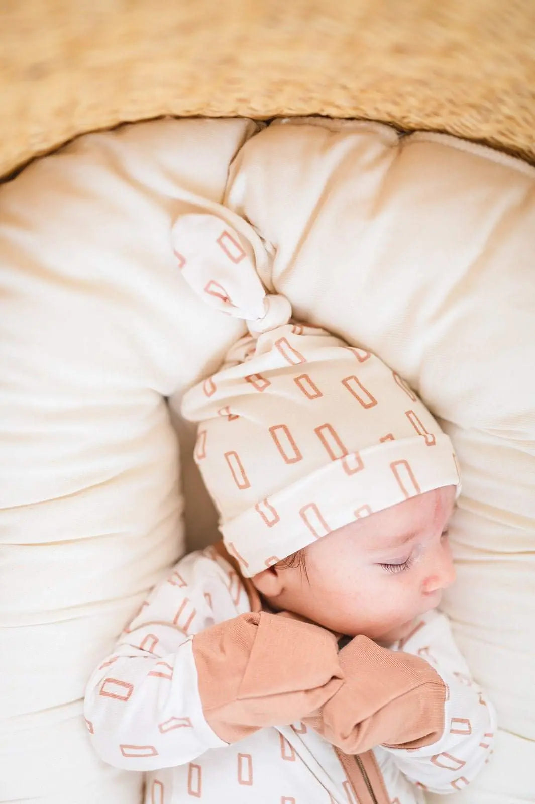 Knot Hat Neutral Rectangle Bamboo Baby Hat for Newborn to Three Months Harp Angel Boutique