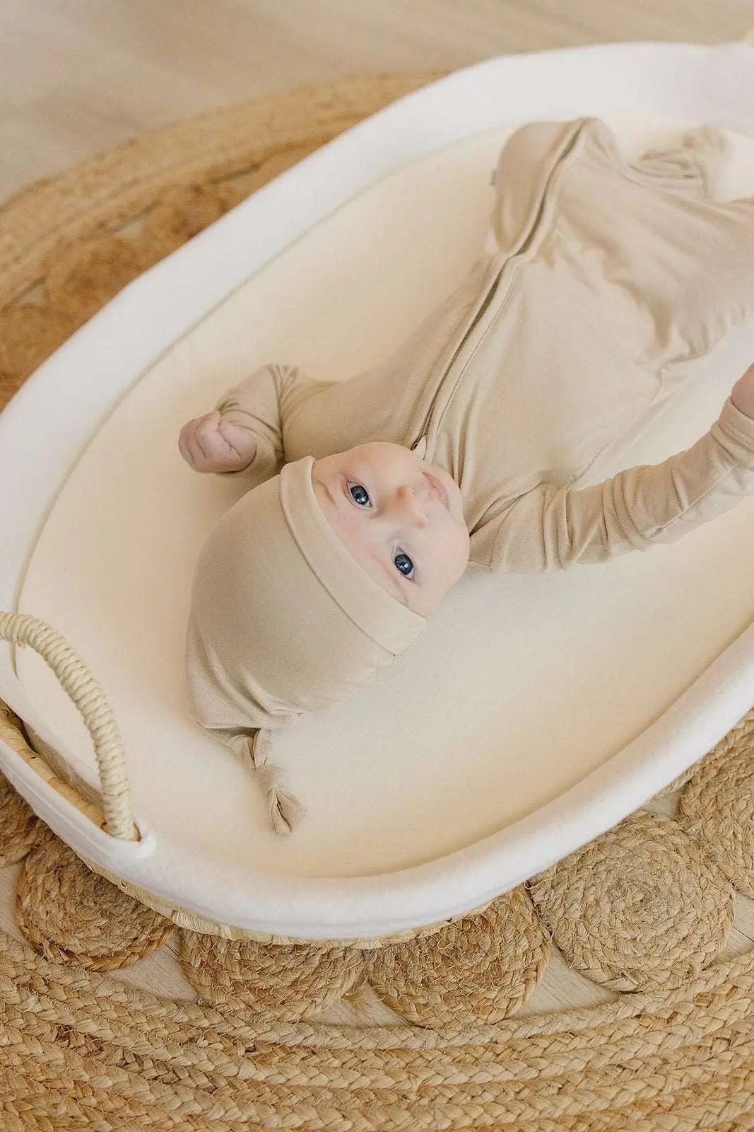 Knot Hat Tan Soft Comfortable Newborn to 3 Months Viscose from Bamboo and Spandex Harp Angel Boutique