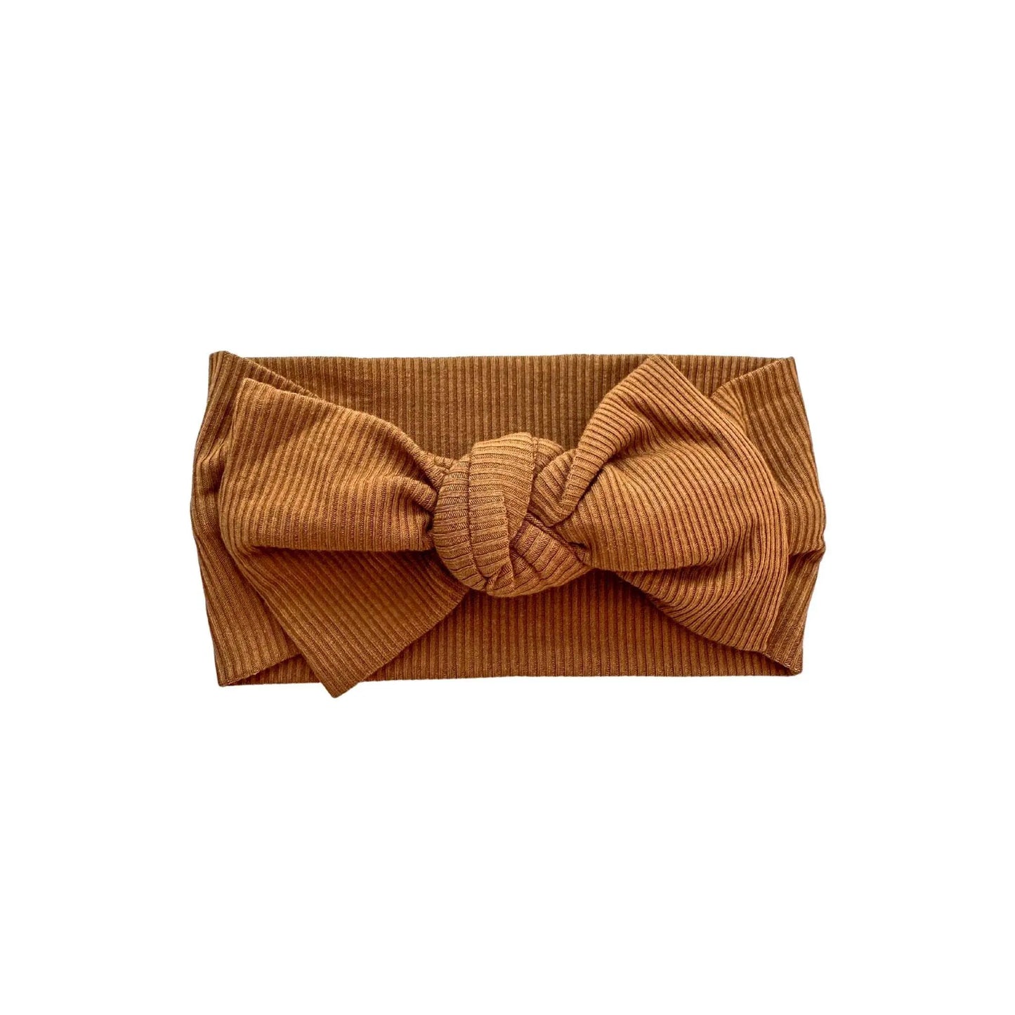 Knotted Baby Gown Caramel Ribbed Bamboo with Fold Over Cuffs Harp Angel Boutique