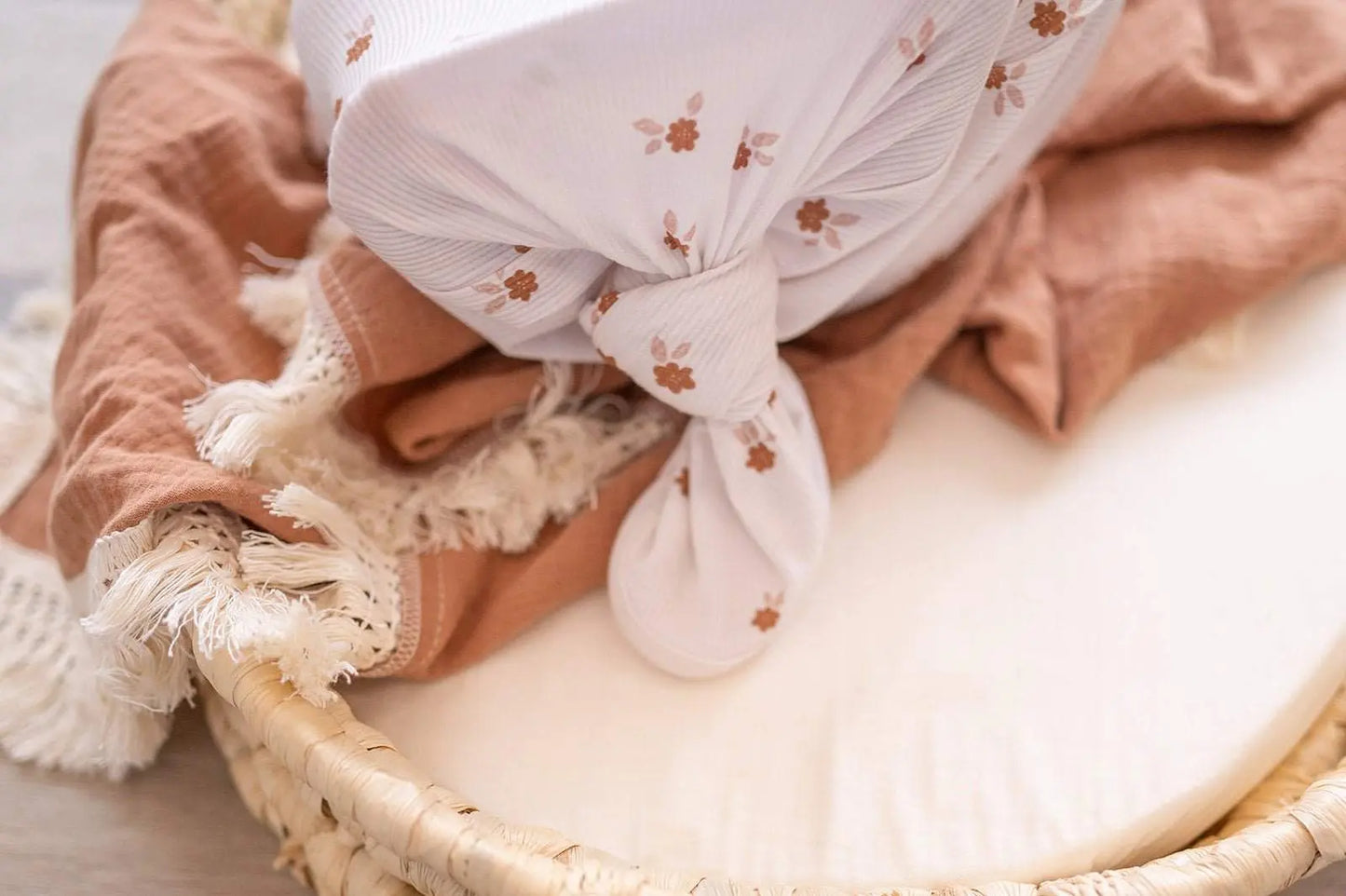 Knotted Baby Gown Fleur Bamboo Viscose for Newborns Soft Lightweight Comfortable Outfit Harp Angel Boutique